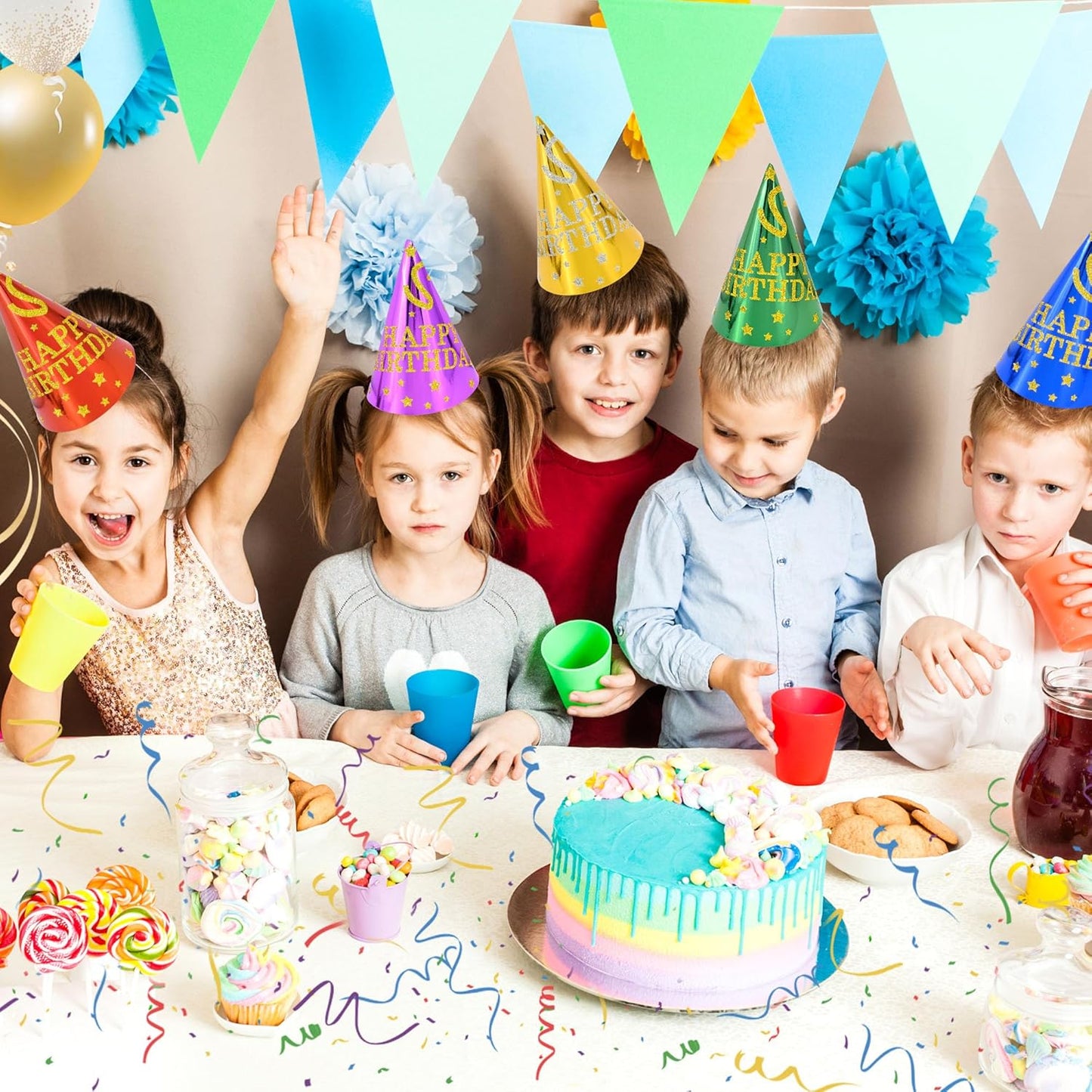 CANREVEL 12 PCS Party Hats for Kids and Adults, Party Headwear, Happy Birthday Hats, Birthday Party Decorations