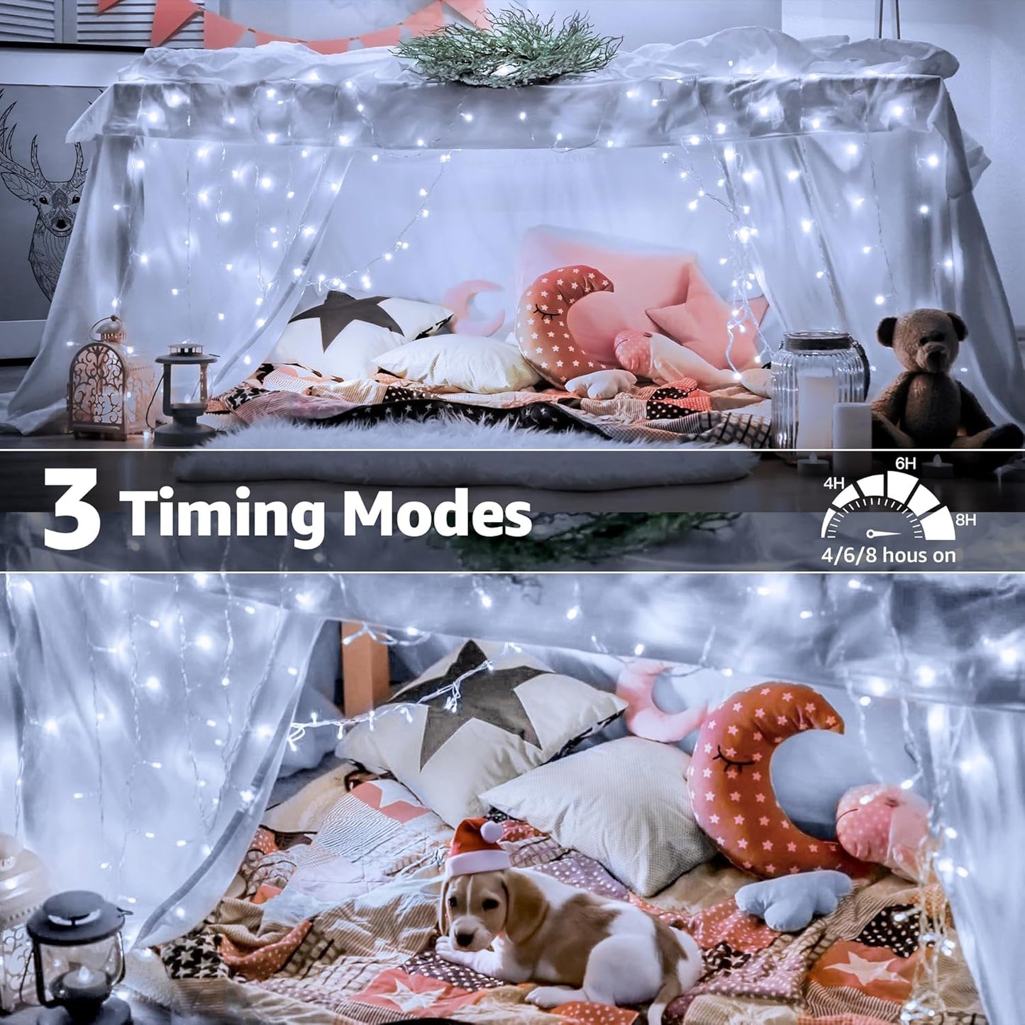 1000 LED 328 FT Christmas Light Outdoor, 8 Lighting Modes White String Lights with Remote, Christmas Lights for Outside Classroom Wedding Party Decor