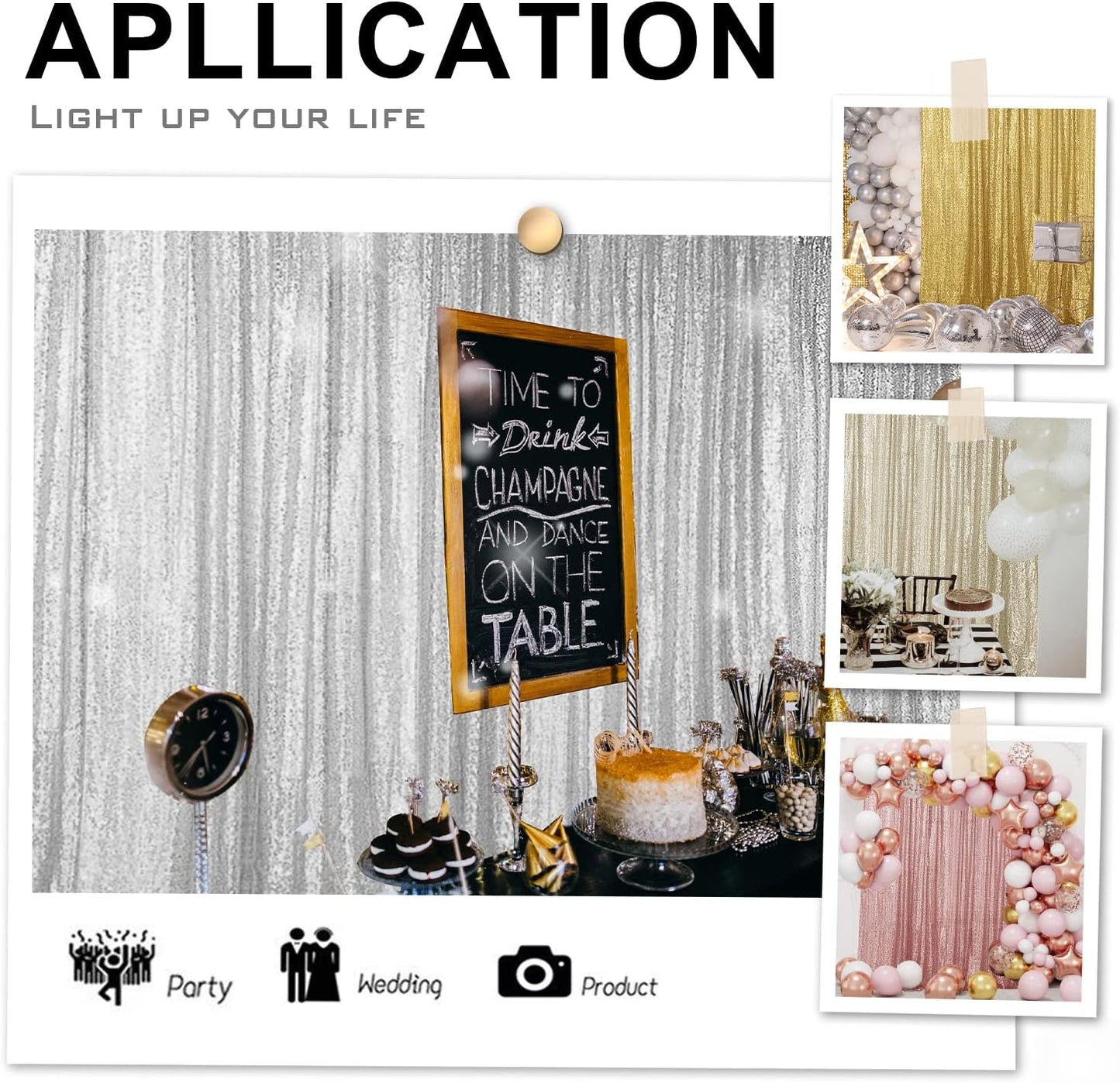 Hahuho Silver Sequin Backdrop Curtain, 2PCS 2FTx8FT Glitter Backdrop Curtain for Parties, Christmas, Wedding, Party Decoration（2 Panels, 2FT x 8FT, Silver