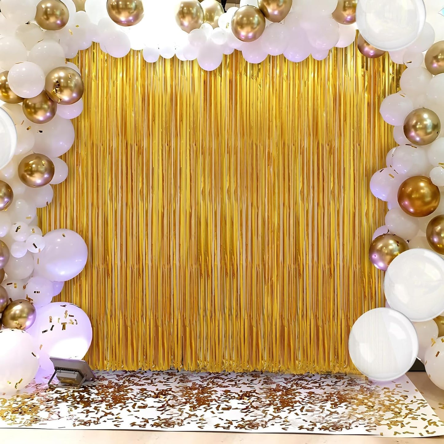 6 Pack Gold Foil Fringe Curtains Streamers Party Decorations 3.3 x 8.2 ft, Gold Tinsel Curtain Fringe Backdrop for Parties, Door Fringe Birthday Streamers, Photo Booth Backdrops, Party Decor