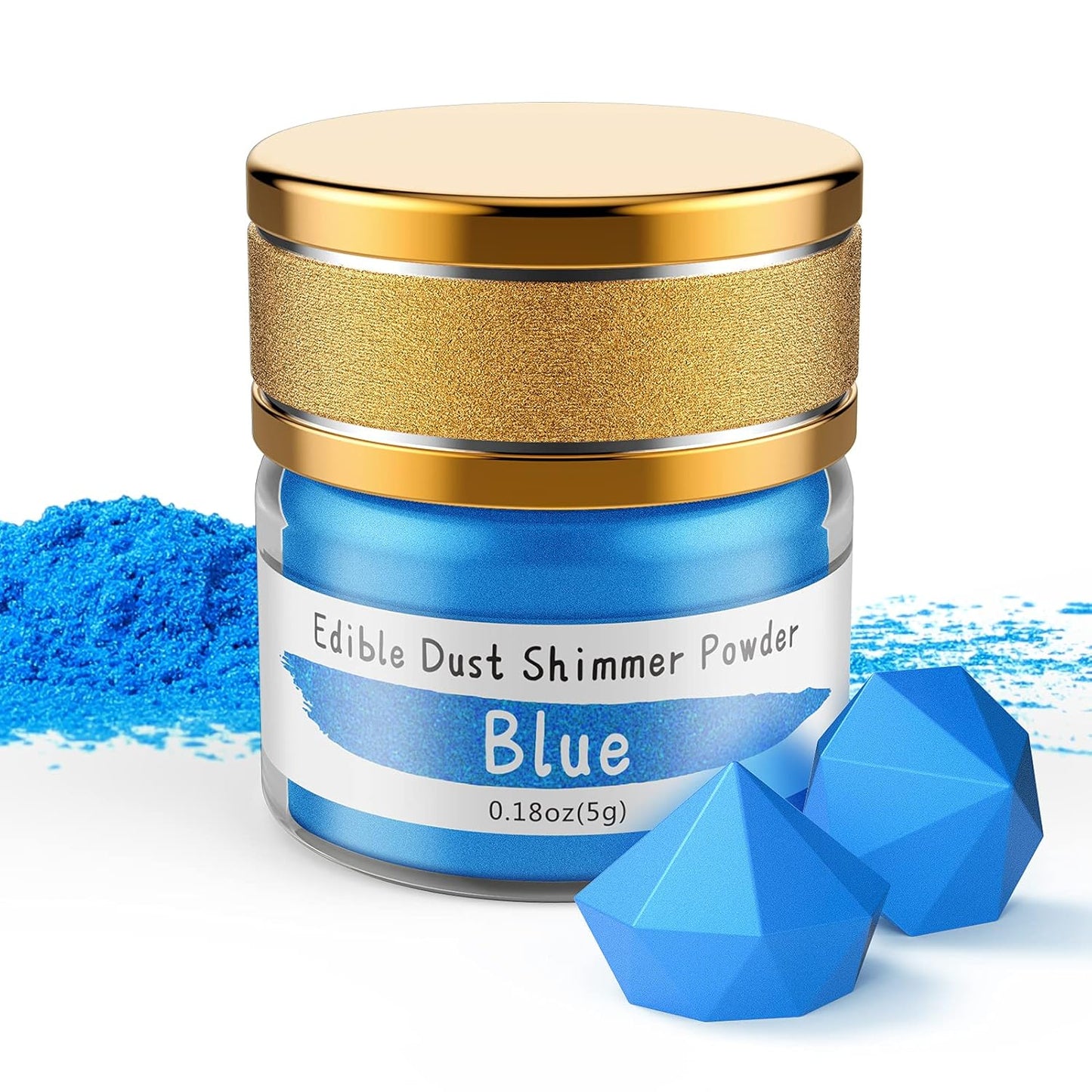 Jelife Blue Edible Luster Dust - 5 Grams Food Grade Cake Dust Shimmer Powdered, Edible Metallic Powder Food Coloring for Cake Decorating, Chocolates, Fondant, Drinks, Painting & More, Vegan