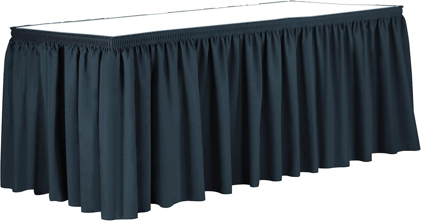 Ultimate Textile Pleat Polyester Fabric Table Skirt - Machine Washable Flame Resistant with Clips for Events, Weddings & Trade Shows, Cut & Sewn in Paterson, NJ - Wedgewood, 17' Shirred Pleat