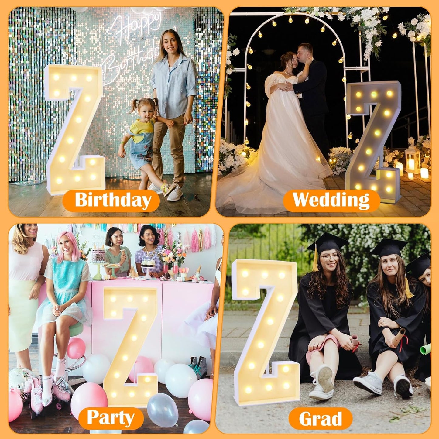 4ft Marquee for Letters Z, Large Light up Letters, Multifunctional Large Marquee for Letters 4 Feet Tall for Party Decorations, Letter Balloons, Wedding Decor, Proposal Decorations (Letters Z)