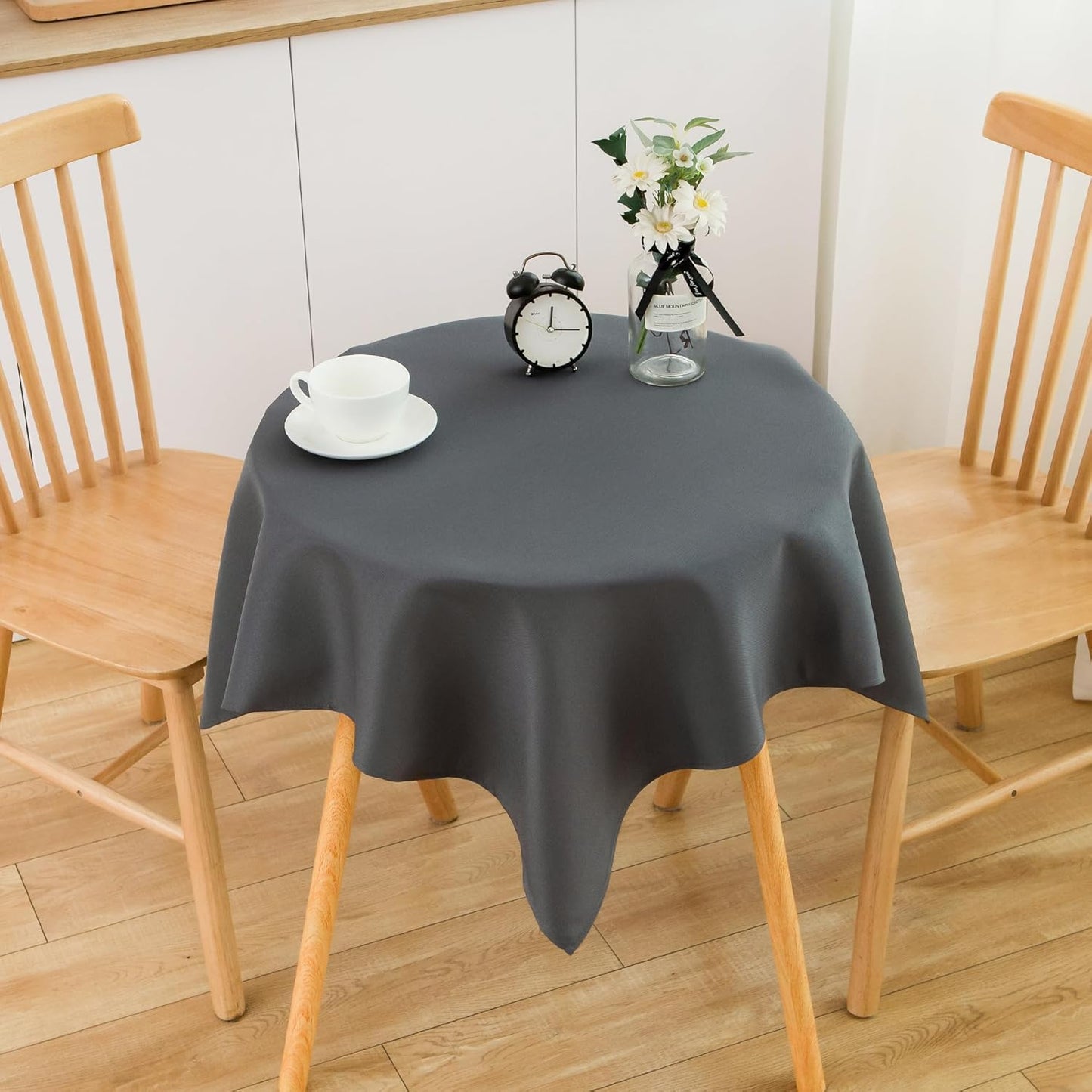 2 Pack Small Square Table Cloth 36X36 Inch Grey Washable Fabric Polyester Solid Table Cover for Night Stand End Table Side Table Outdoor Indoor