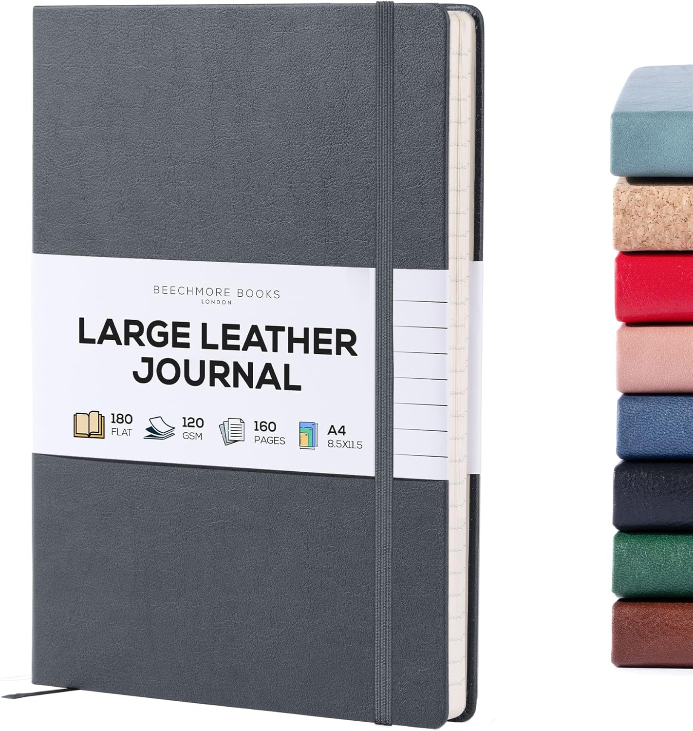 BEECHMORE BOOKS Lined Journal Notebook, 8.5 x 11.5 inch, A4 160 Lined Pages, Hardcover Leather Journals for Women, Men, Writing and Notebooks for Work - 120 GSM Thick Paper, Gifts Box Included