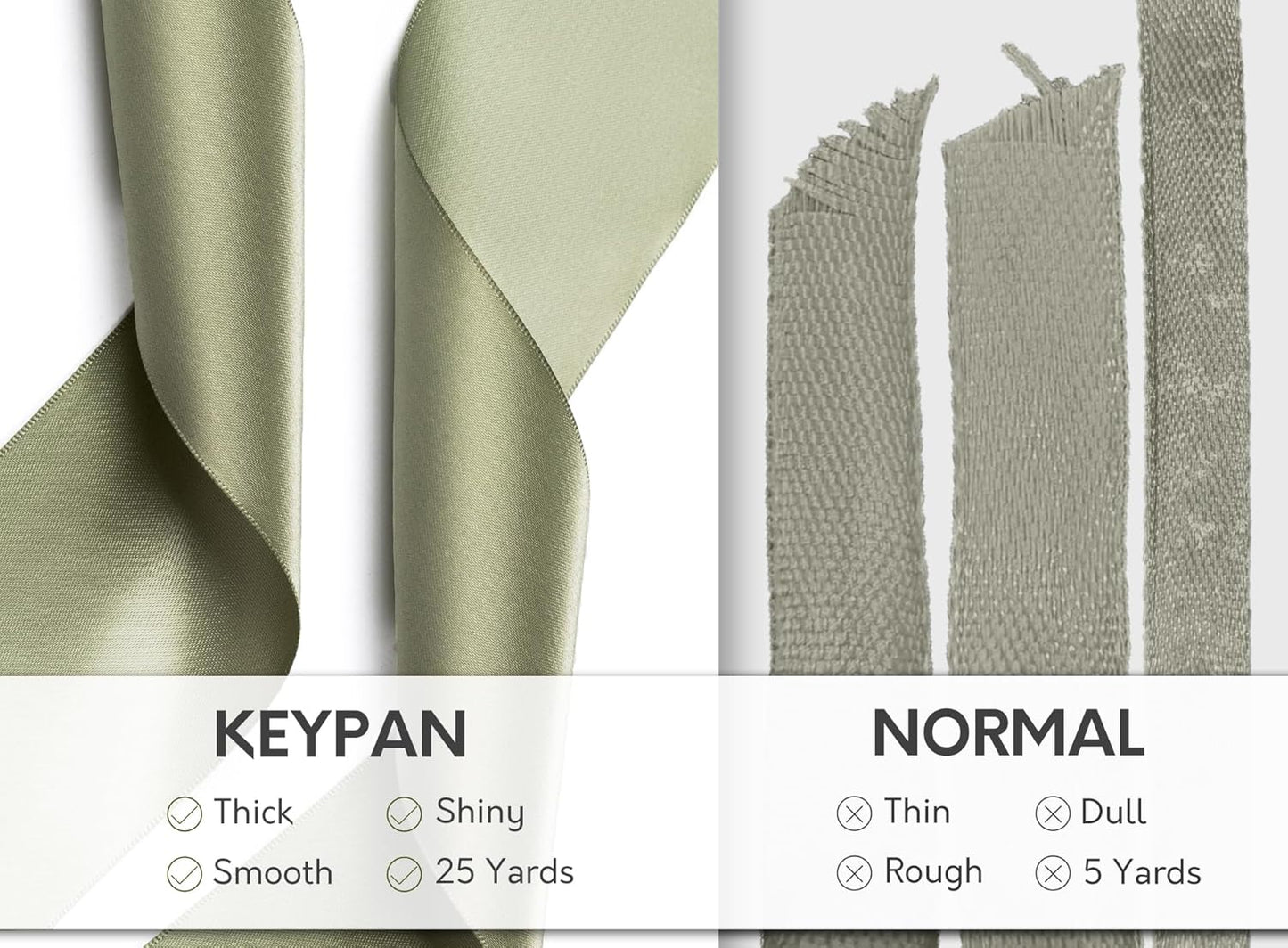 Sage Green Satin Ribbon 2.5 Inch Double-Faced Ribbons 25 Yards for Gift Wrapping Crafts Flower Bouquet Wedding Paper Bows Invitations