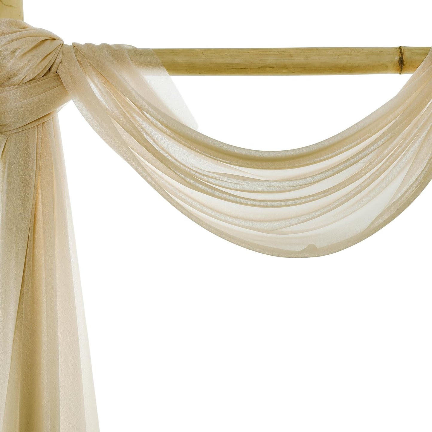 VDS Pack of 1 Panel (30 Inch X 30 Feet) Wedding Arch Draping Fabric Sheer Chiffon Fabric Drapery for Wedding Ceremony Reception Swag Backdrop Canopy Chuppah ARBO Altars Decoration (Champagne)