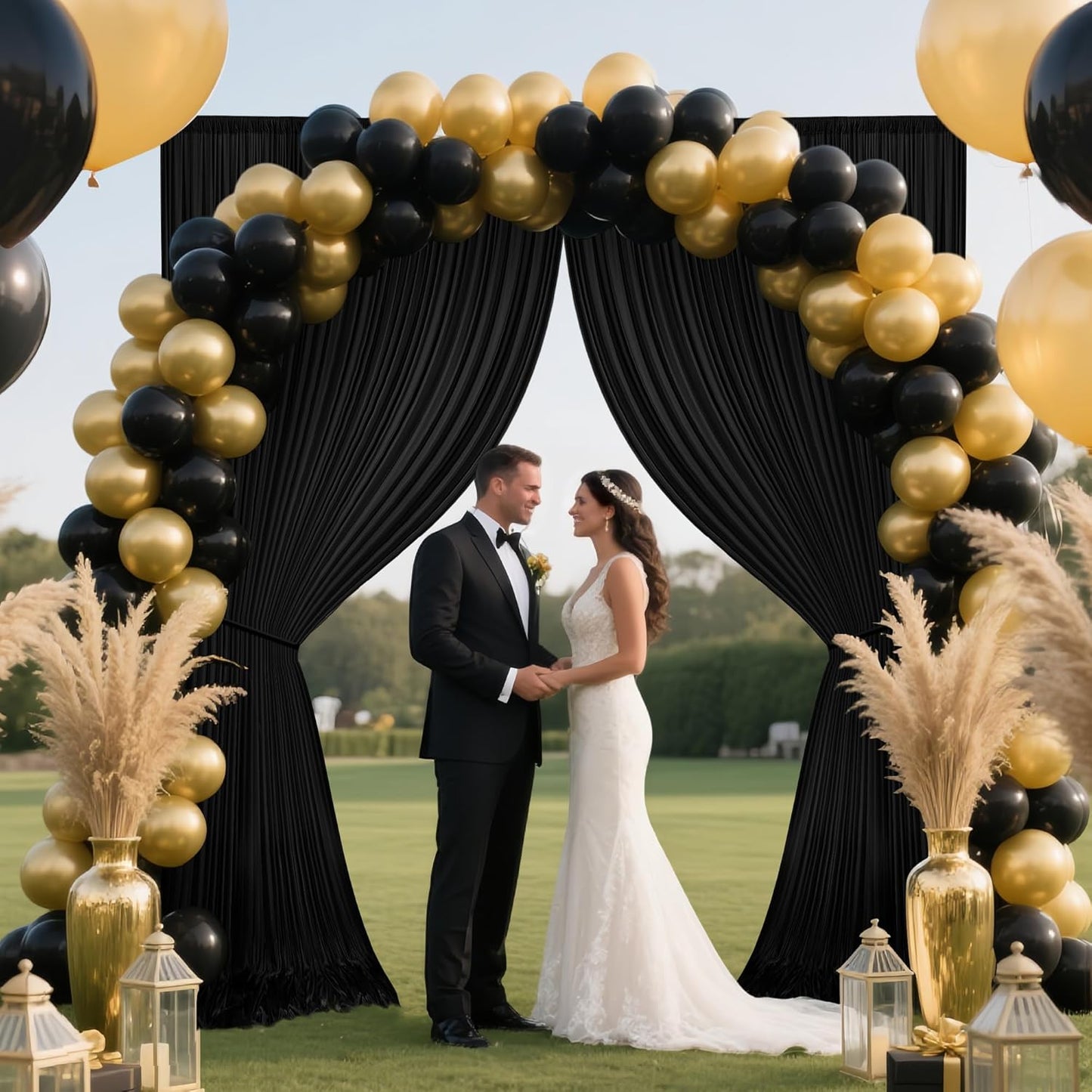 10x10ft Backdrop Curtains for Parties, 2 Panels 5x10ft Photography Backdrop Curtain with Rod Pocket,Backdrop Polyester Background Drapes,Wedding Backdrop Drapes for Birthday Baby Shower Home Decor