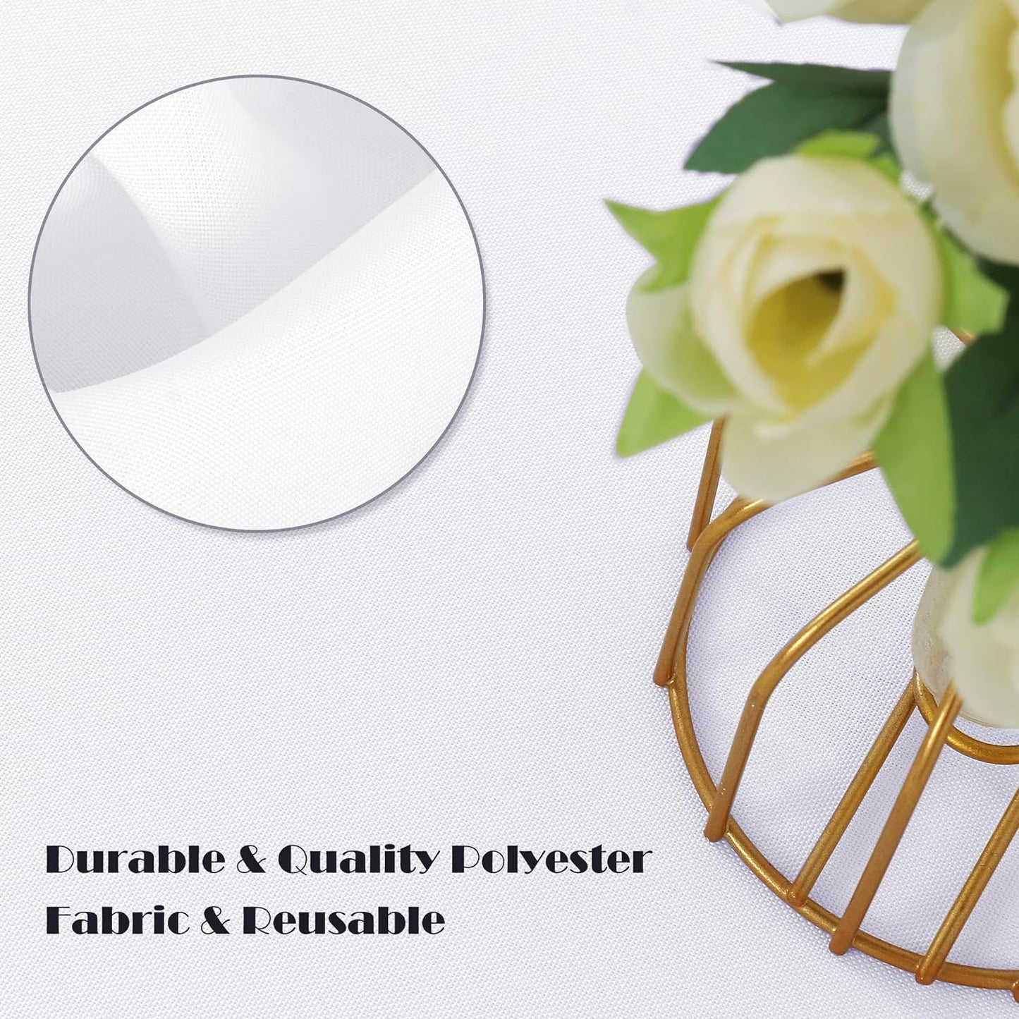 sancua 10 Pack Round Tablecloth White 90 Inch - Stain and Wrinkle Resistant Table Cloth, Washable Polyester Table Cover for Dining Tables, Buffet Parties and Camping