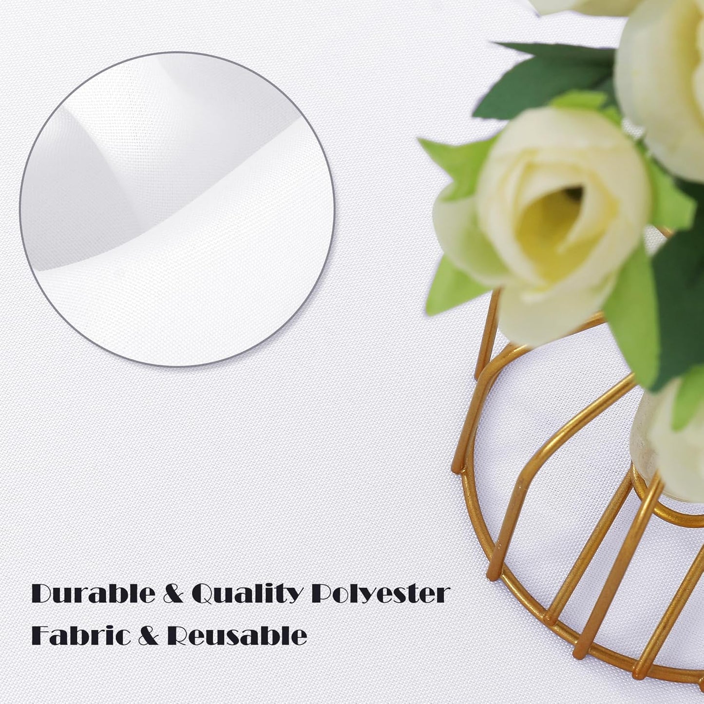 sancua 6 Pack Round Tablecloth 90 Inch White, Stain and Wrinkle Resistant Table Cloth - Washable Polyester Table Cover for Dining Tables, Buffet Parties and Camping