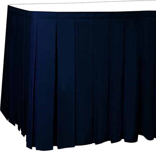 Ultimate Textile Pleat Polyester Fabric Table Skirt - Machine Washable Flame Resistant with Clips for Events, Weddings & Trade Shows, Cut & Sewn in Paterson, NJ - Deep Royal, 14' Box Pleat