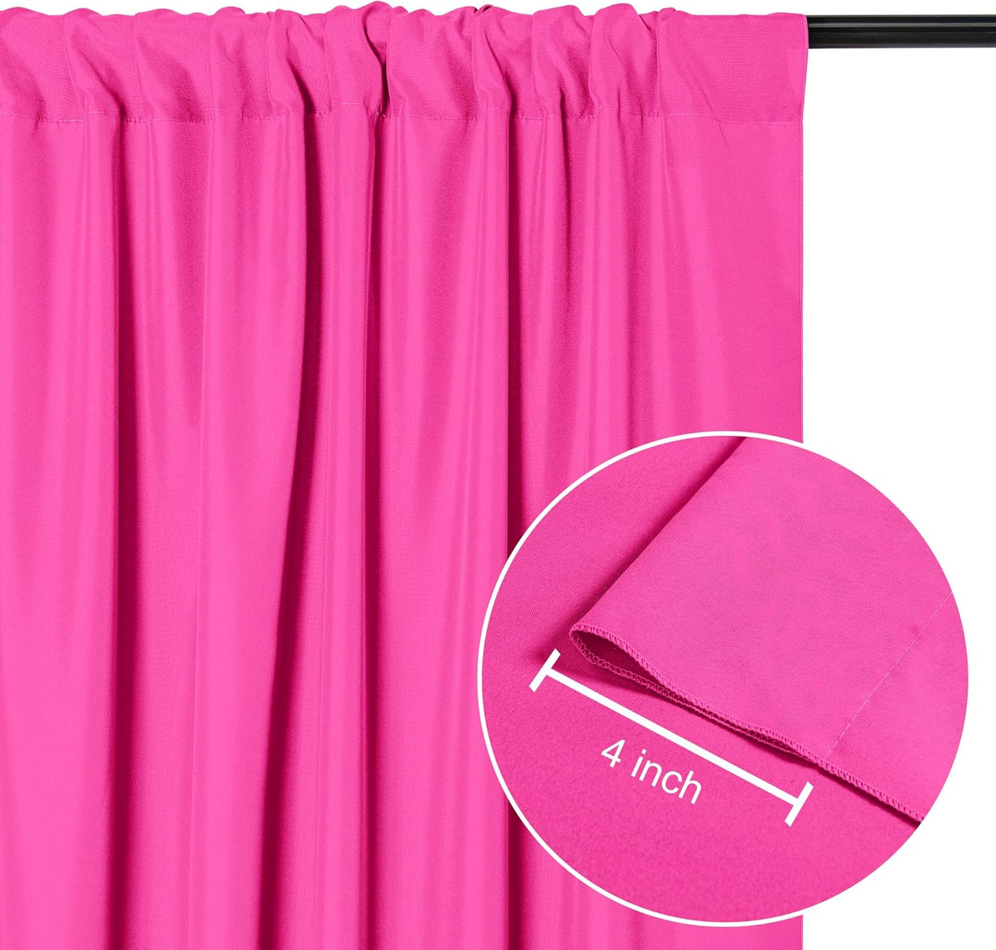 DWCN 10x8 FT Fuchsia Backdrop Curtains for Parties, Photography Backdrop Drapes with Rod Pockets for Wedding Decorations Stage Birthday Family Gatherings, 2 Panels 5ft x 8ft