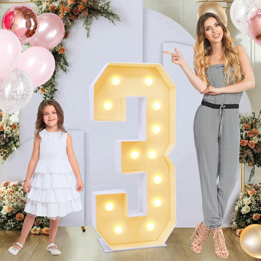 4ft Marquee for Numbers 3, Multifunctional Marquee for Numbers 4 Feet Tall, Number 3 Light up Sign, Light up Numbers for Party Decorations, Birthday, Anniversary Party Decor (Number 3)