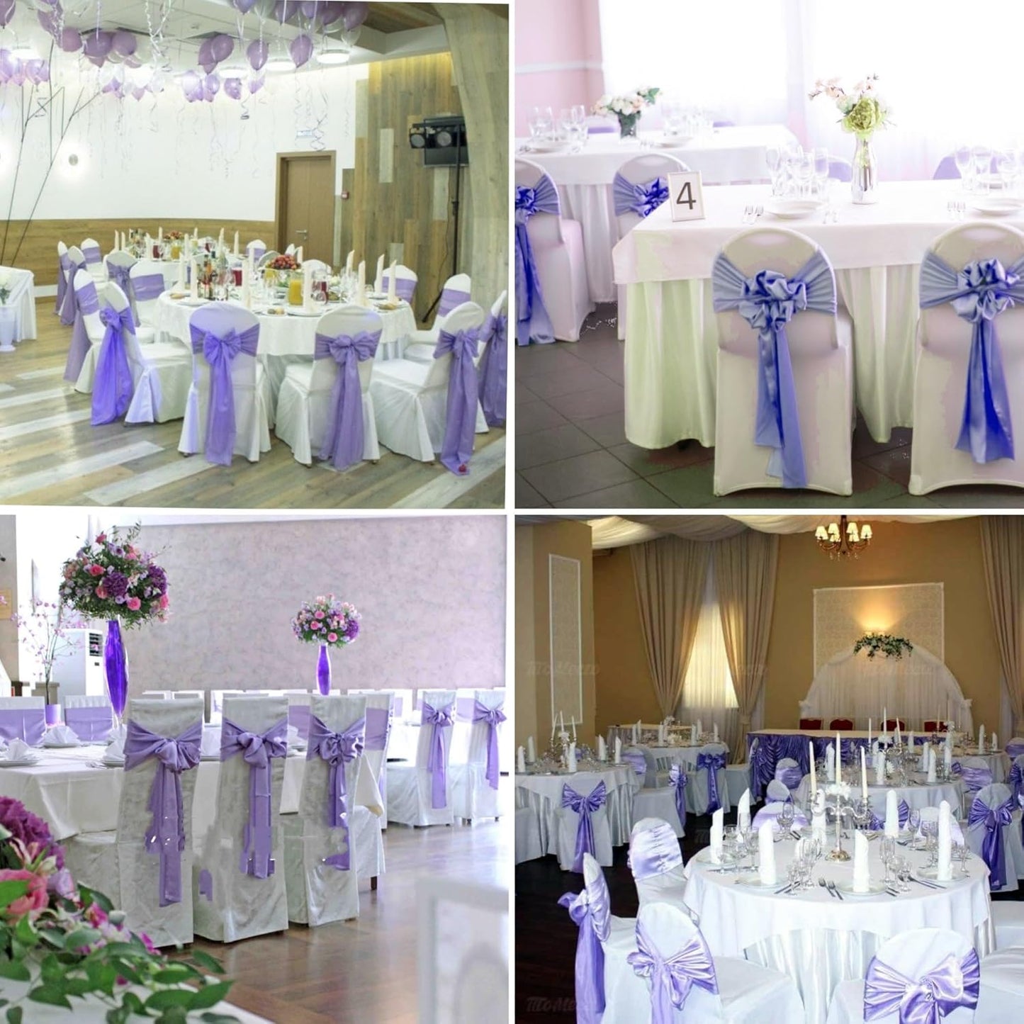 100 PCS Satin Chair Sashes Decorative Bow Chair Sashes Ties Back Ribbon Bows Chair Cover Band for Wedding Birthday Party Ceremony Reception Events Banquet Home Kitchen Decor(7 x108inch,Light Purple)