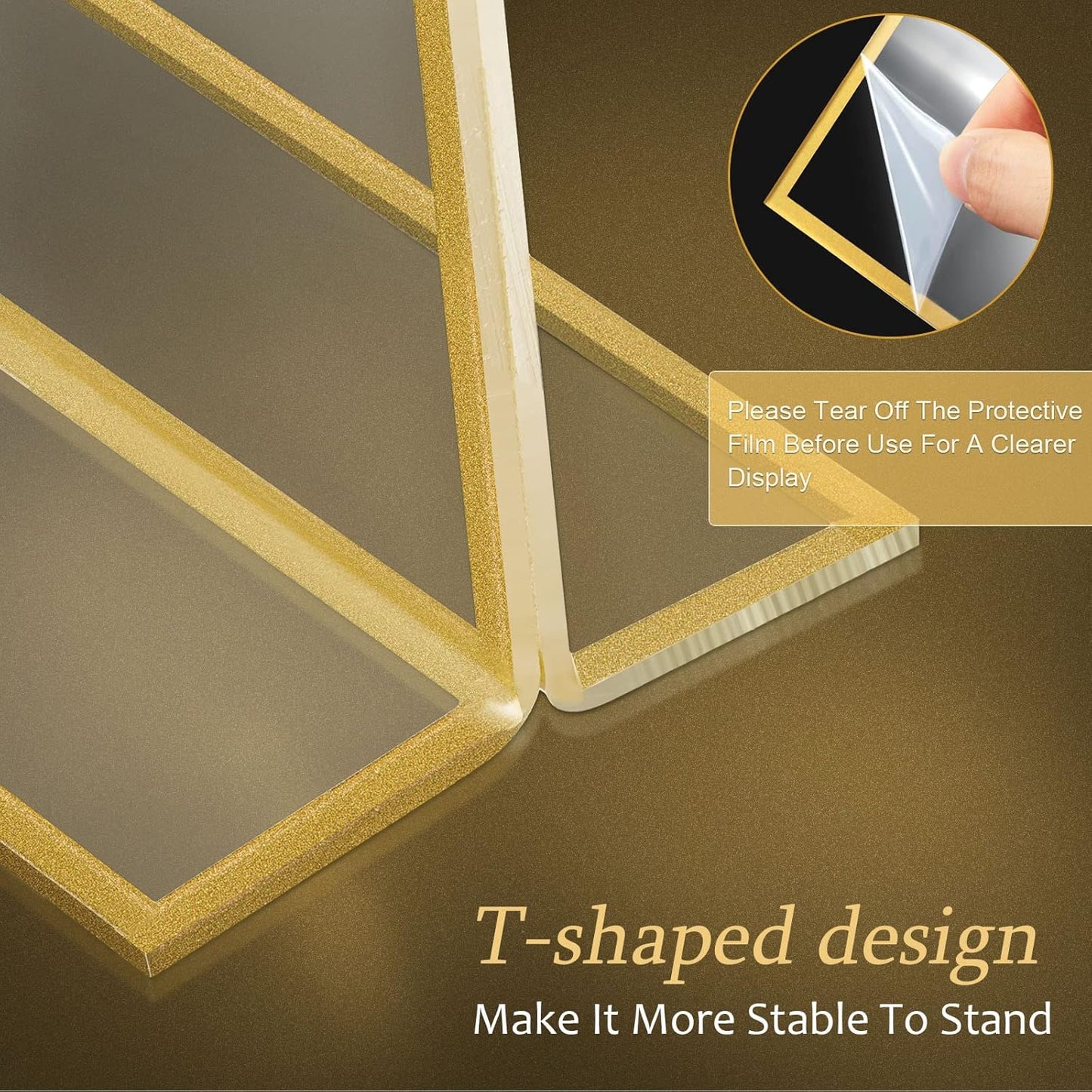 Hoteam 24 Pack 5 x 7/7 x 5 Clear Acrylic Sign Holder with Gold Border, Gold Picture Frame, Double Sided Wedding Table Number, Acrylic Menu Stands for Wedding Table, Restaurant Sign, Photos Display