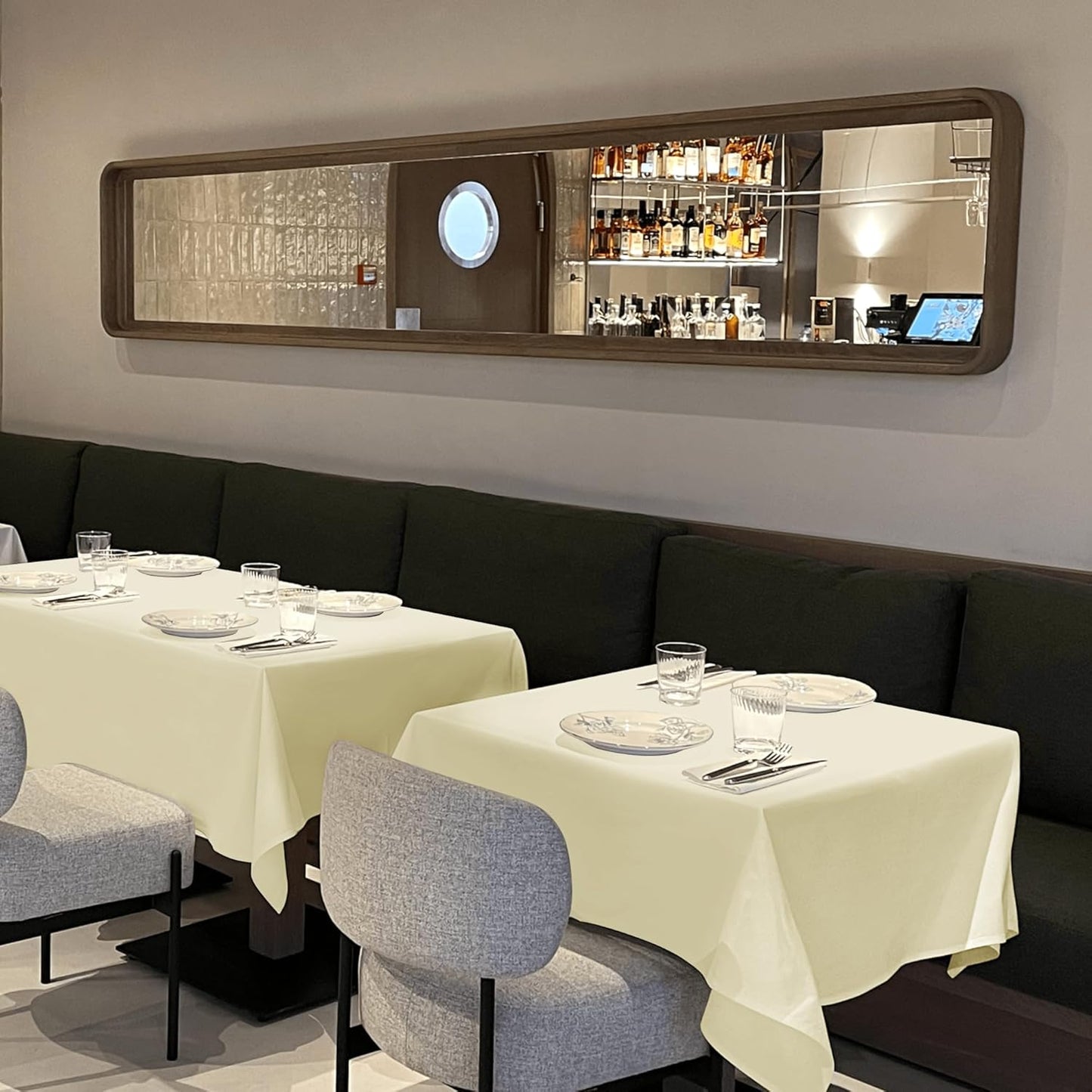 sancua Square Tablecloths 70x70 Inch, 2 Pack - Beige Fabric Table Cloth for Square or Round Tables, Washable Polyester Table Cover for Outdoor Party, Birthday, Decorative Display Tables