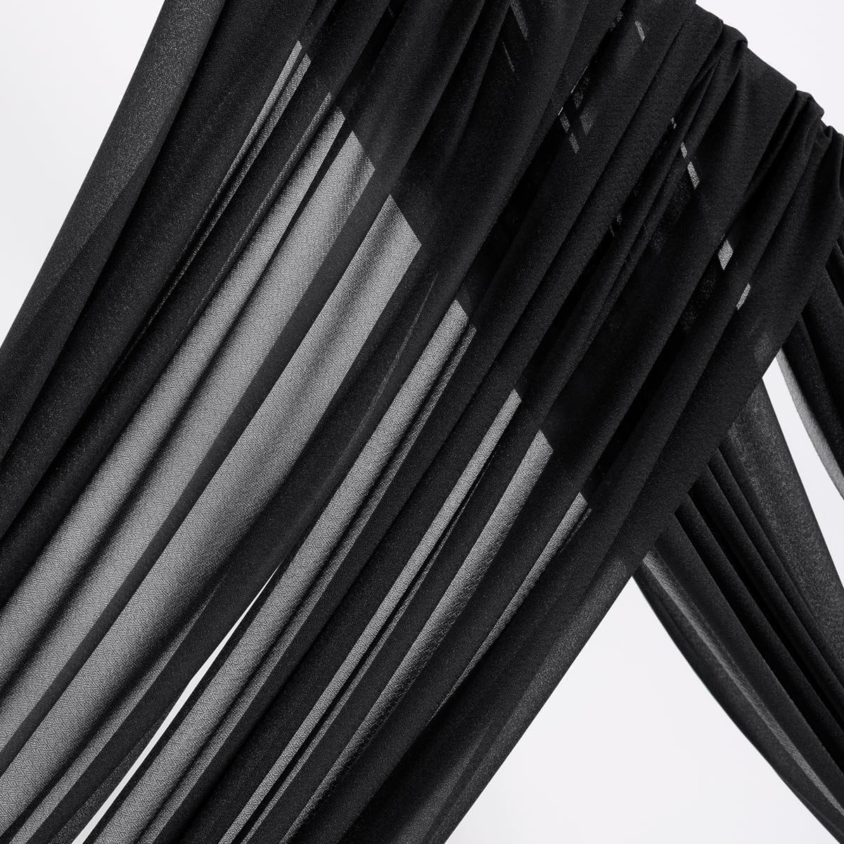 MLMW Wedding Arch Draping Fabric 1 Panel 29" x 20Ft Black Sheer Wedding Arch Backdrop Drapes Outdoor Curtain for Halloween Ceremony Party Background Ceiling Decor