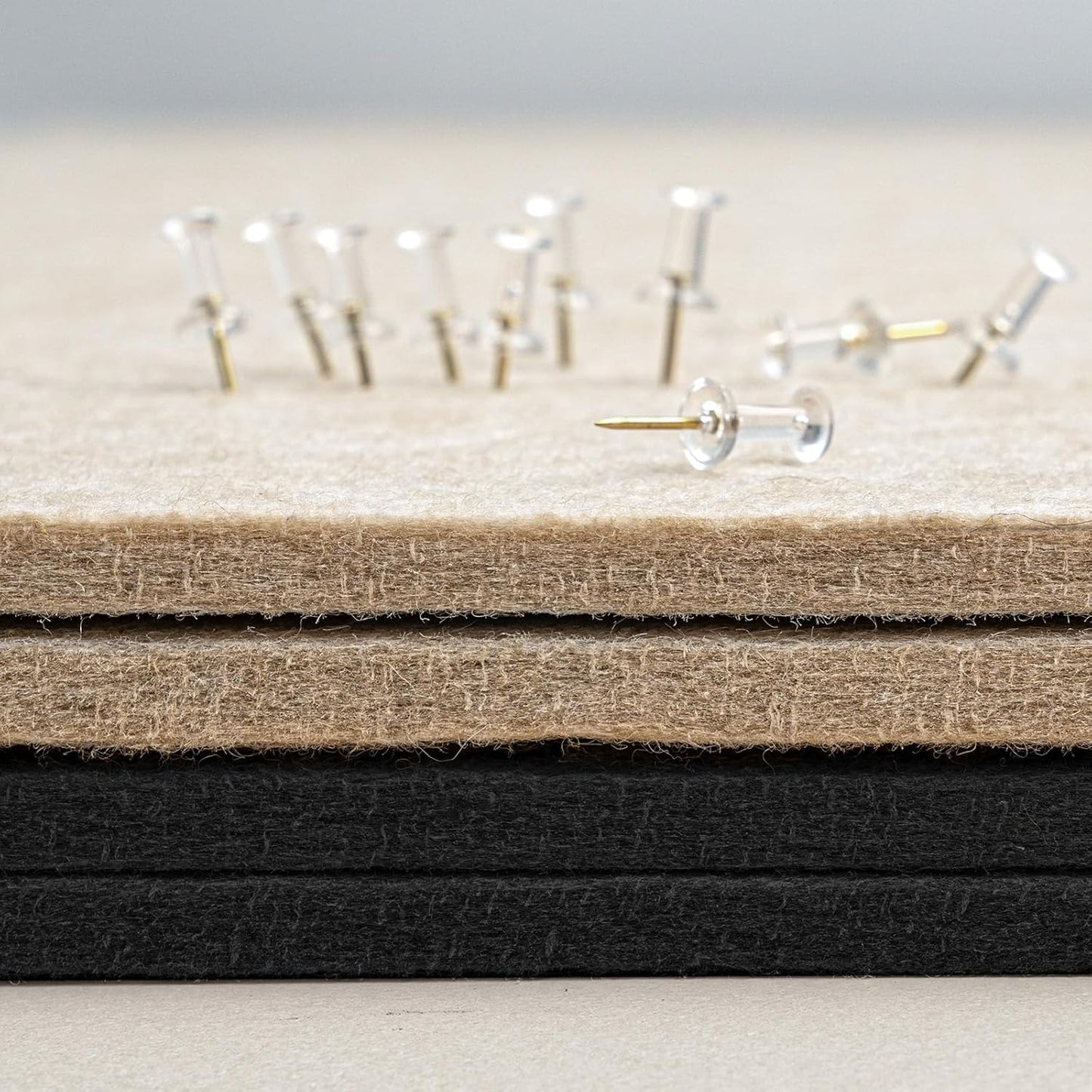 Bulletin Board, 24 x 18 inches Decorative Felt Pin Board, Cork Board Alternative for Wall, Foldable Photo Board Self-Adhesive Vision Board Mood Board with 20 Pushpins - Black