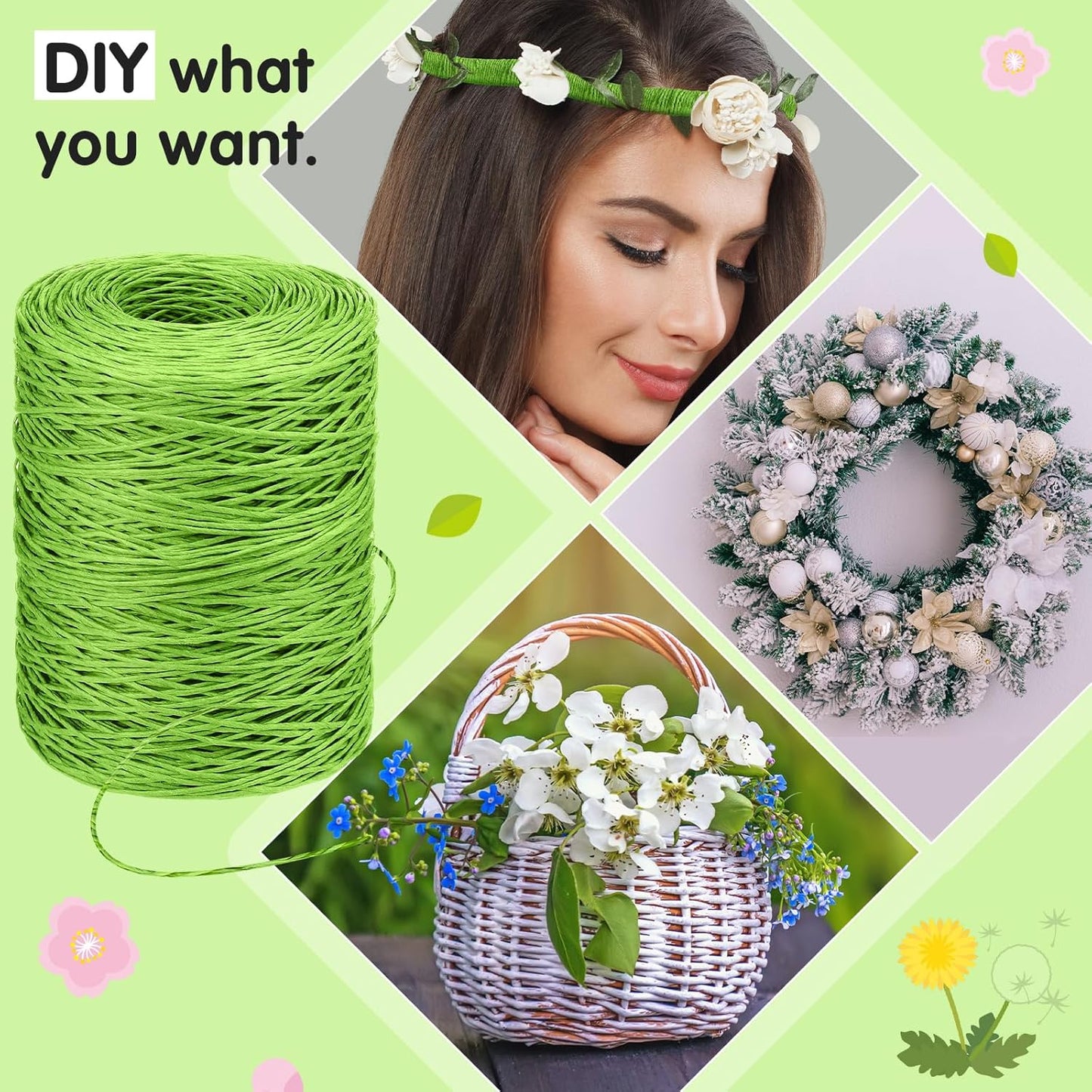 Syhood Floral Vine Bind Wire Rustic Wrapping Wire for Flower Bouquets(Light Green)