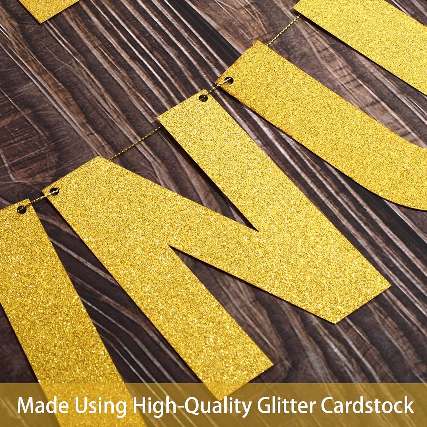 TaoBary 112 Pcs DIY Letter Custom Banner Glitter Customizable Banner Kit Including 107 Letters and Numbers 3 Rope for Valentine Birthday Party(Gold)