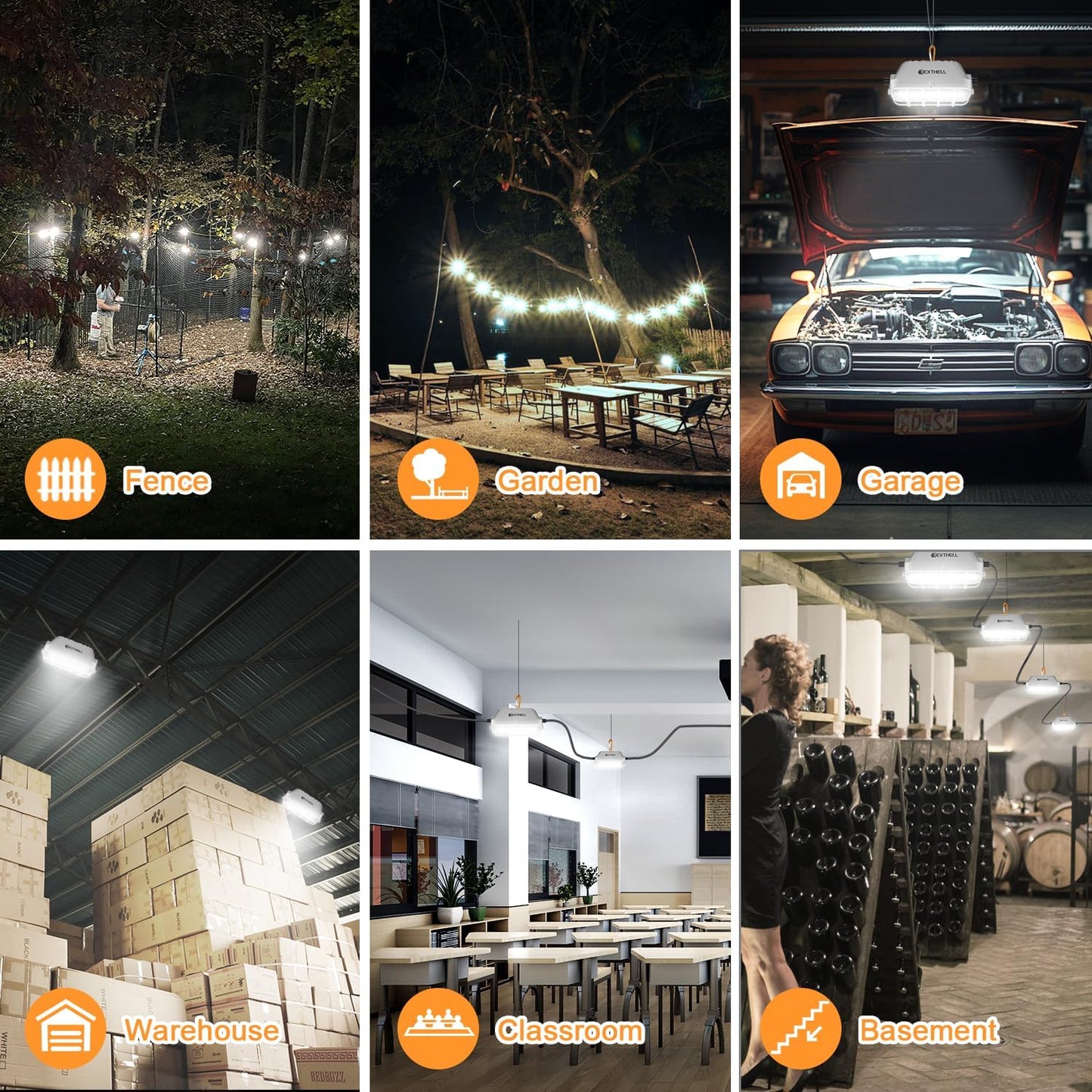 50FT LED Construction String Lights, 75W Super Bright 7500LM Plug in Linkable String Work Lights, 5000K Waterproof IP67 Temporary Lighting for Construction Sites, Jobsites, Indoor & Outdoo