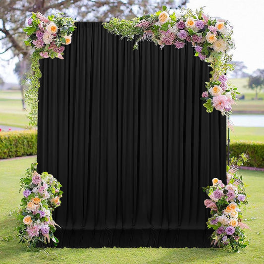 MEETSKY 10ft x 7ft Black Backdrop Curtain for Parties Black Rod Pocket Backdrop Photo Curtains Backdrop Drapes Fabric Decoration for Birthday Party Decor for Boys Teens Men, 5ft x 7ft, 2 Panels
