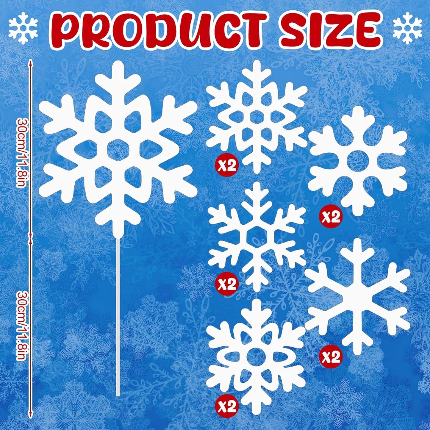 Gueevin 12in Snowflakes Christmas Tree Picks 10 Pcs White Snowflake Picks Christmas Tree Fillers Branches Xmas White Sticks for Wonderland Vases Winter Decoration