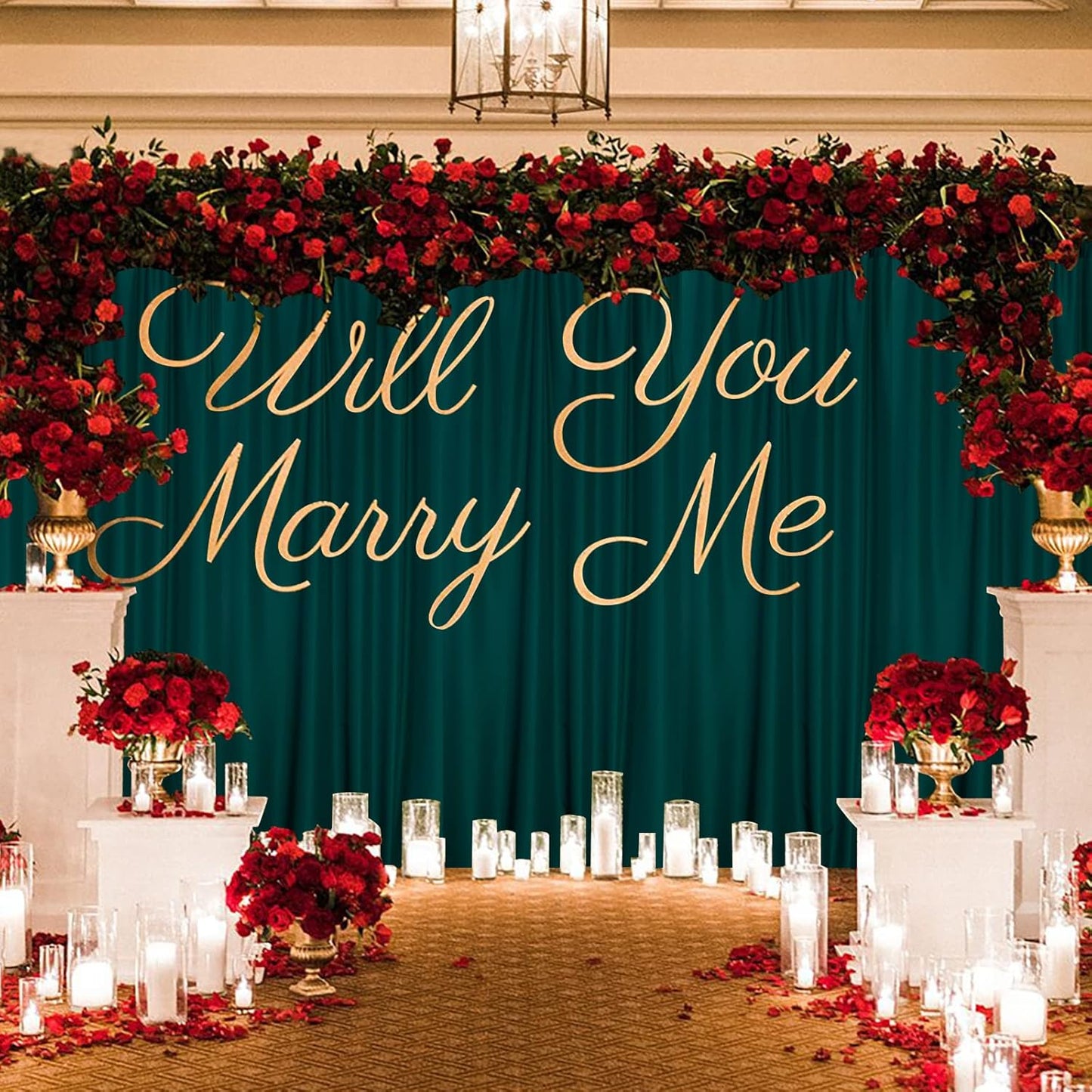 MYSKY HOME 10ft x 10ft Curtains Hunter Green Backdrop Curtains for Parties Wedding Stage Curtains Rod Pocket Sliding Drapes Backdrop Curtain for Baby Showers, Birthday, 5ft x 10ft, 2 Panels