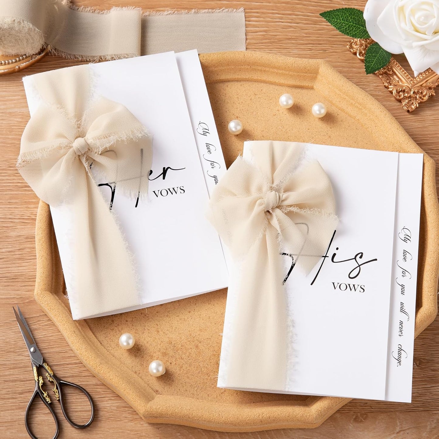 DORIS HOME Sand Chiffon Ribbon for Flower Bouquet, 2" x21Yd Fabric Ribbon for Gift Wrapping, Handmade Frayed Ribbon for Wedding, Chiffon Silk Ribbon for Christmas Decorations