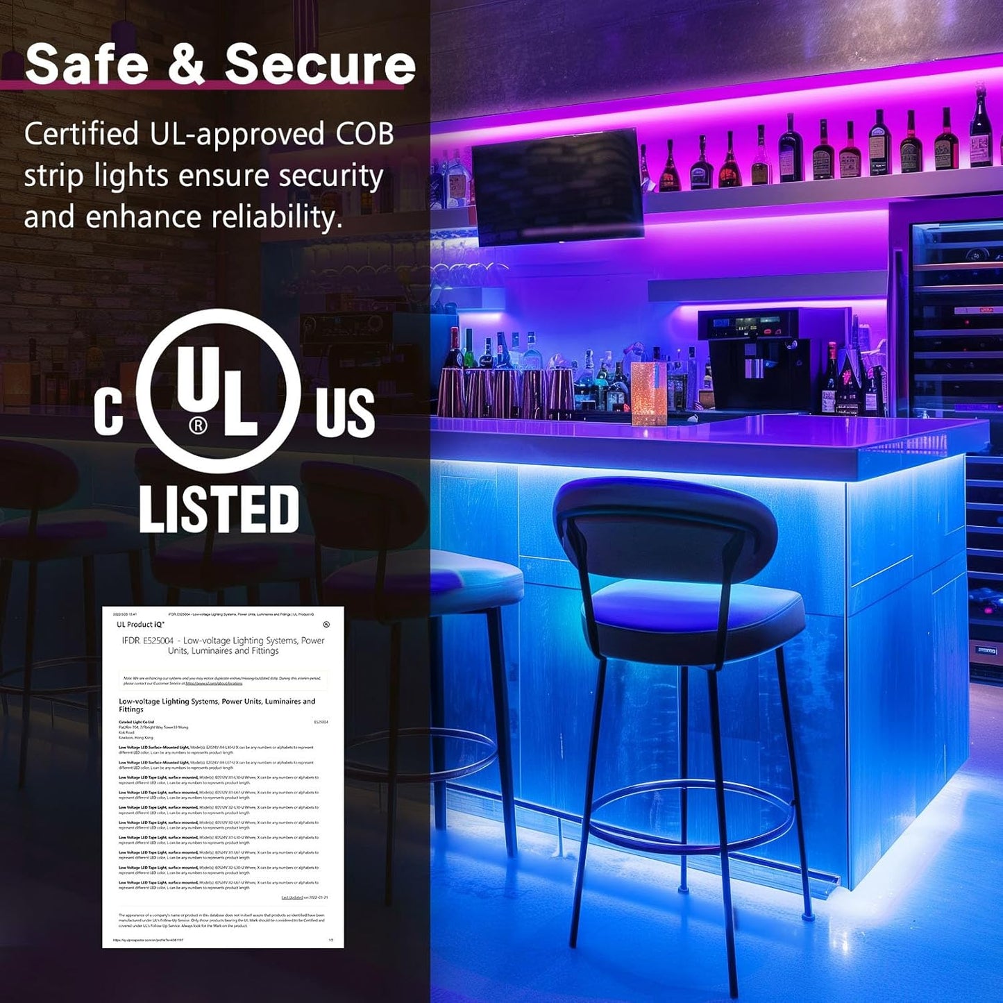 EMITEVER RGB LED Strip Light 16.4ft, Dimmable COB 24V Flexible LED Color Changing Tape Light Kit with Remote, High Density 3150LEDs for TV Backlight, Bedroom, Bar, Party Christmas Decoration