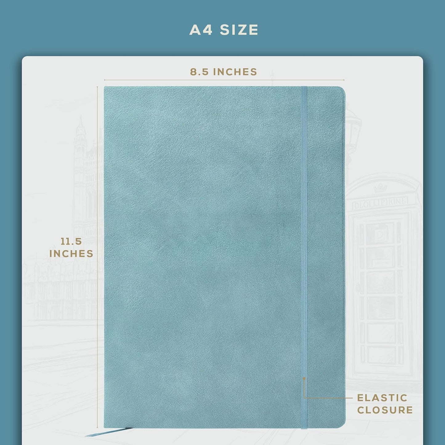 BEECHMORE BOOKS Ruled Journal Notebook, A4 8.5 x 11.5 inch 160 Lined Pages, Hardcover Leather Journals For Women, Men, Writing And Notebooks For Work - 120 GSM Thick Paper, Gifts Box Included