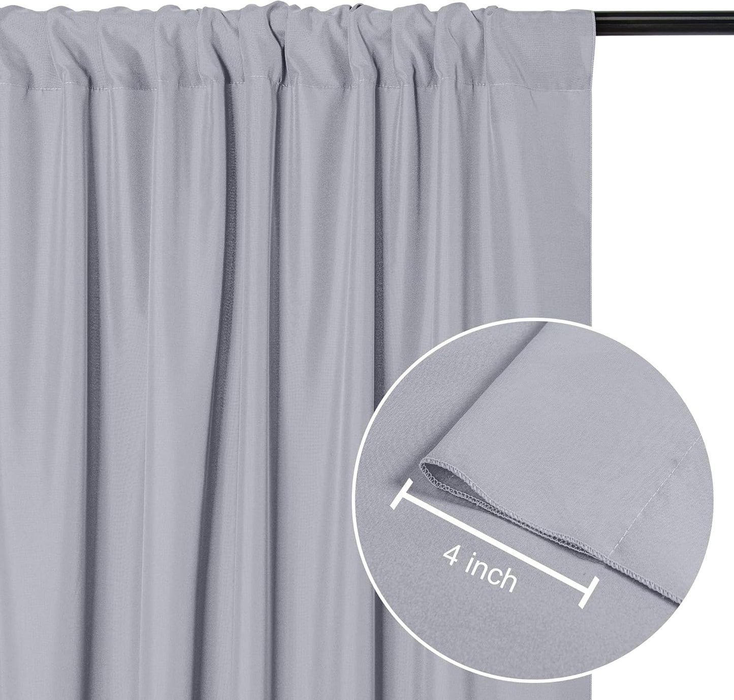 DWCN 10x8 FT Silver Gray Backdrop Curtains for Parties, Photography Backdrop Drapes with Rod Pockets for Wedding Decorations Stage Birthday Family Gatherings, 2 Panels 5ft x 8ft