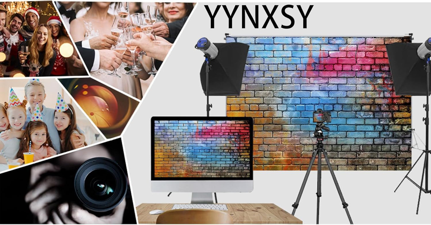 YYNXSY Colorful Brick Wall Photo Backdrop Retro Theme Stone Brick Wall Background Brick Design Microfiber Background Brick Decoration Brick Party Decoration Photo Background 10X8FT YY-24, Black