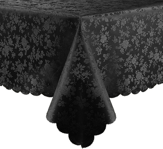Smiry Rectangle Table Cloth, Waterproof Heavy Duty Vinyl Tablecloths, Wipeable Washable Table Cover for Kitchen and Dining Room (Black, 54" X 108")