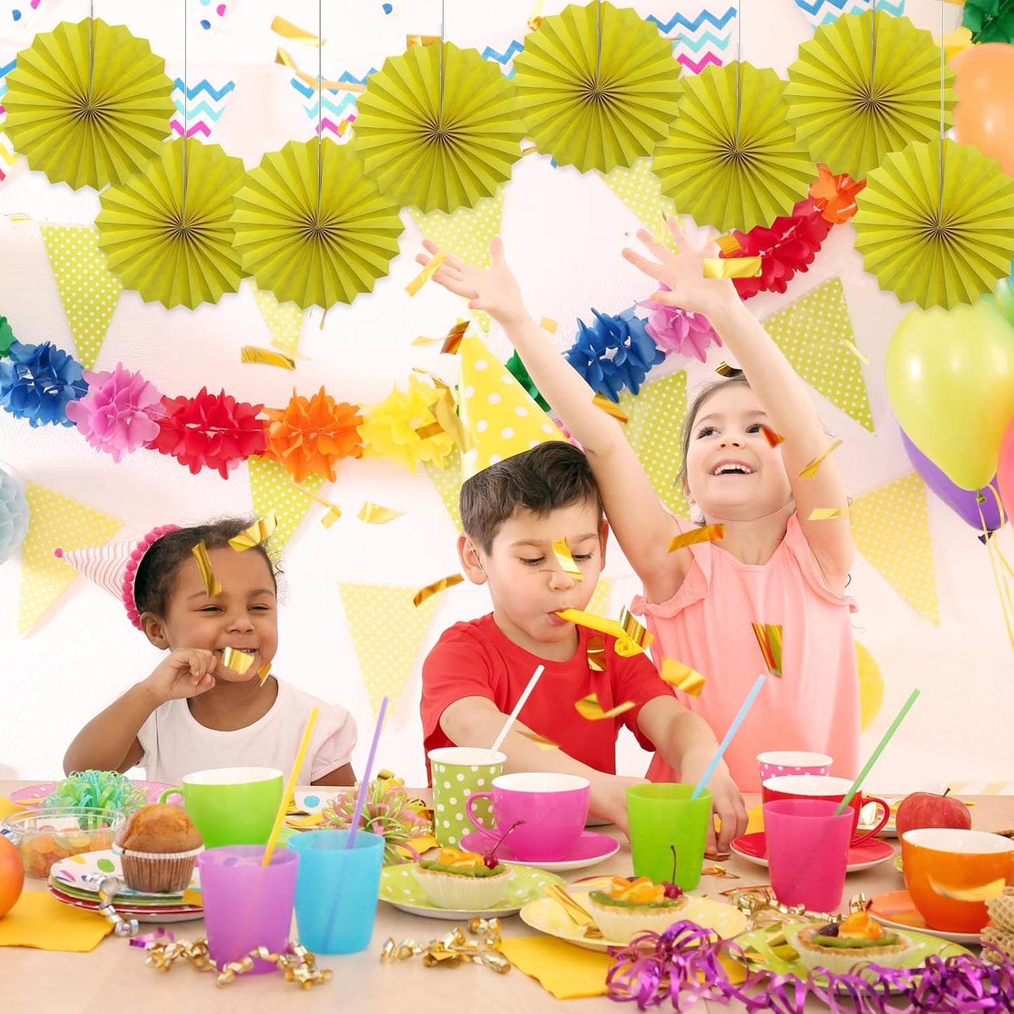 Yellow Party Decorations,Paper Decorations for Party,Lemon Decorations Party Paper Fans Bulk 12in,Anniversary Decorations for Part 30 Color DIY Set （Lemon Yellow）