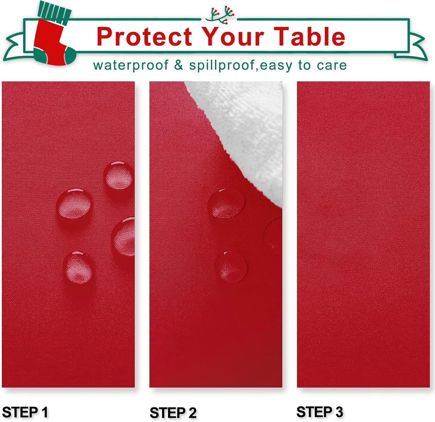 Hiasan 2 Pieces Red Tablecloth Rectangle - Wateproof and Spillproof Kitchen Christmas Washable Polyester Table Cloth for Dining Room, 54 x 120 Inch