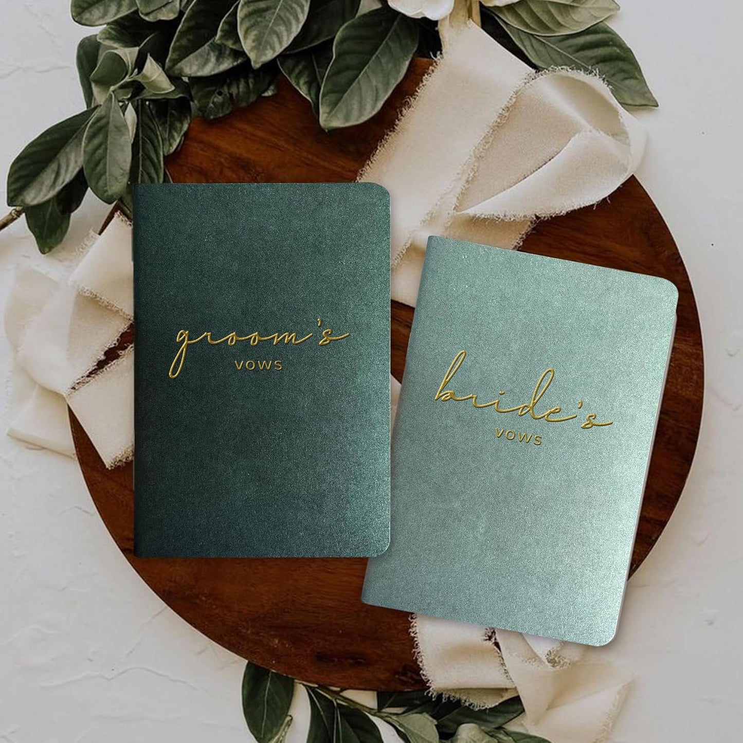 Vow Books His and Hers Wedding Vow Books Bride and Groom Vow Books Wedding Essentials Wedding Accessories(XZ-GB-Sage)