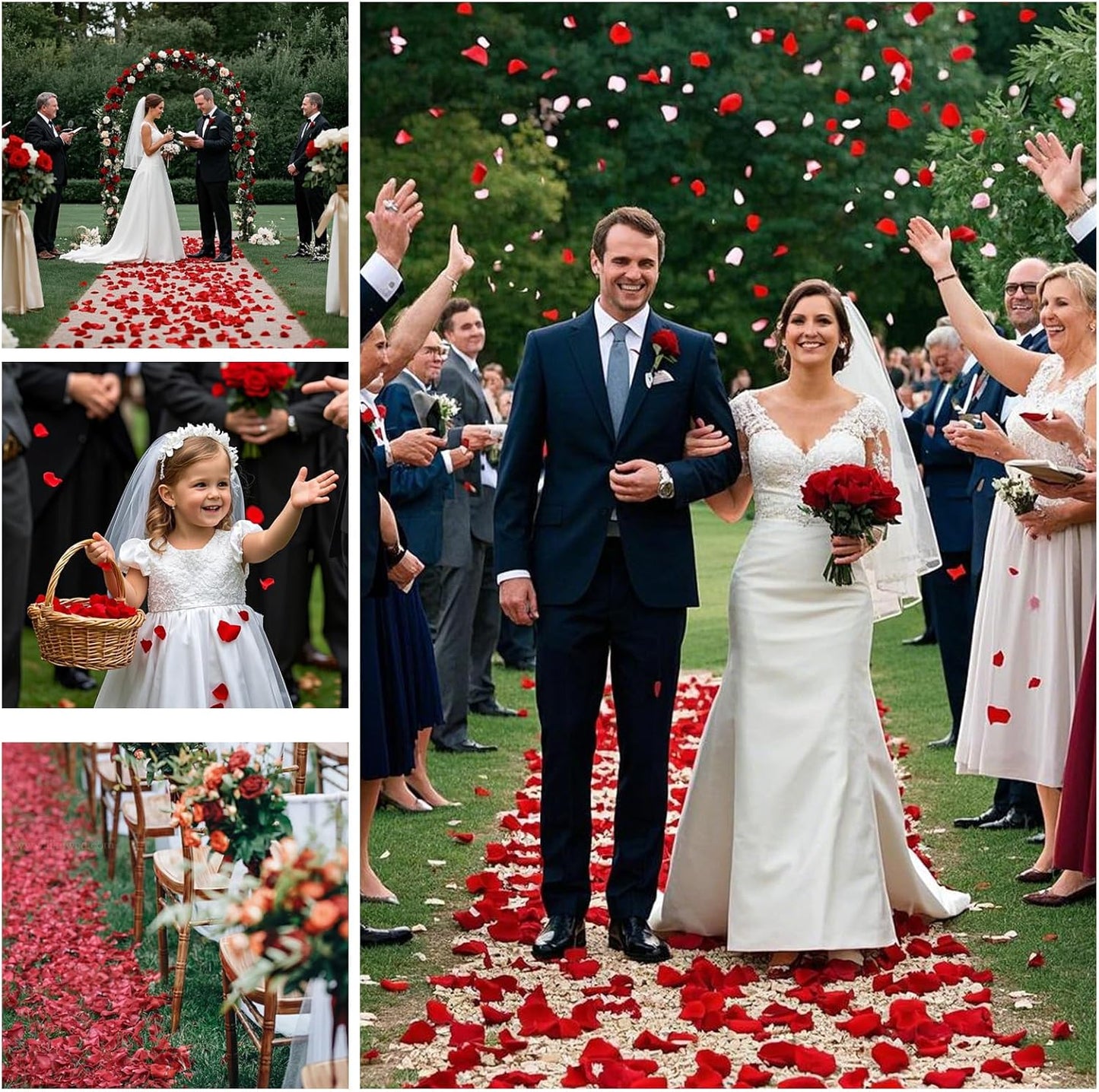 340 PCS Real Red Rose Petals, 3.17oz Dried Flower Confetti Petals for Wedding Flower Girl to Throw at Wedding Party, Romantic Night Bridal Shower Valentine's Day Decor