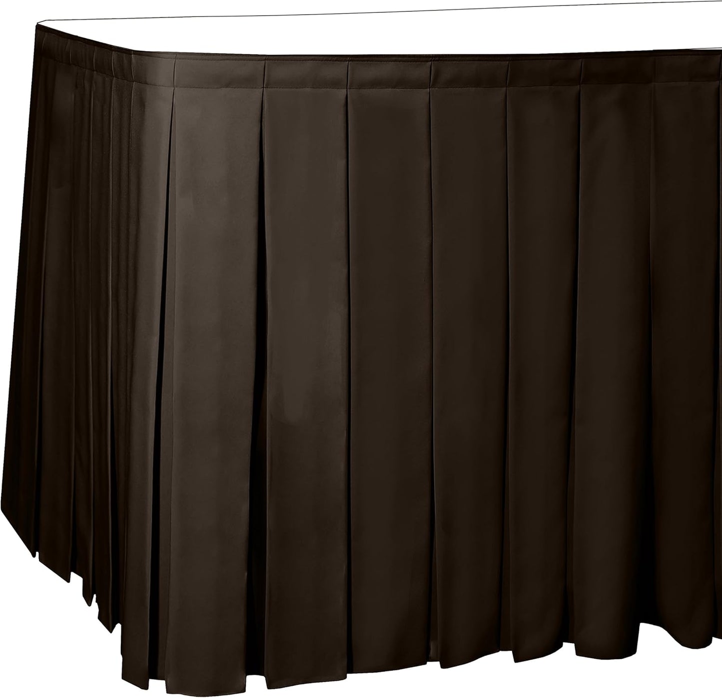 Ultimate Textile Pleat Polyester Fabric Table Skirt - Machine Washable Flame Resistant with Clips for Events, Weddings & Trade Shows, Cut & Sewn in Paterson, NJ - Chocolate, 14' Box Pleat