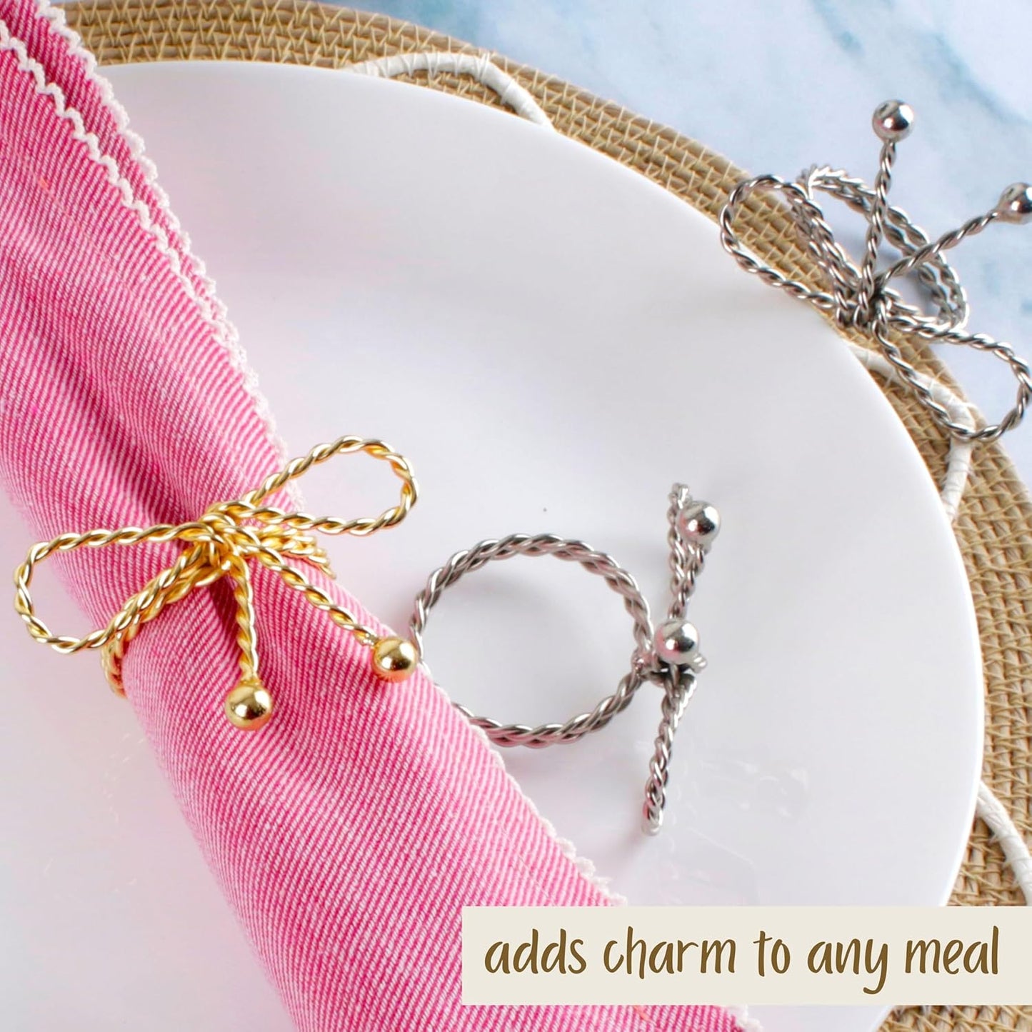 Heavy Duty Metal Napkin Ring Set of 12 - Elegant Napkin Ring with Sturdy Design - Handmade Napkin Holders for Wedding, Dinner, Parties, Dining Room, Family Gathering (Gold & Silver) - CLEENTABLE