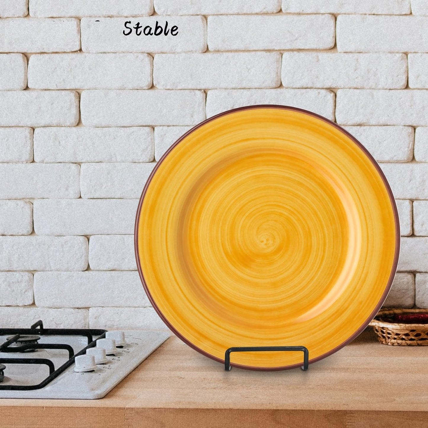 Decolore 4 Pack 8.5 Inch Black Picture Stands for Display Square Plate Holder Display Stand Frame Stand for Picture, Decorative Plate, Photo Easel and Artistic Work