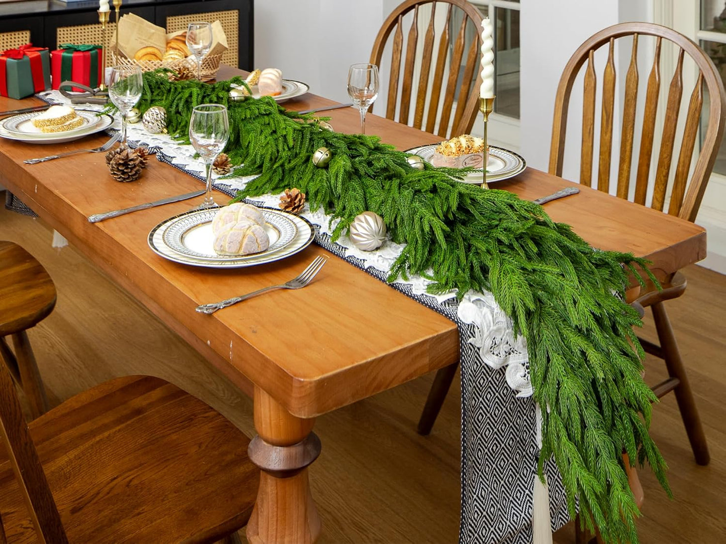 72" Extra Full Norfolk Pine Garland Realistic Christmas Garland Cedar Garland for Mantle Stairs Table Wall Fireplace Indoor Outdoor Xmas Christmas Decor Decorations