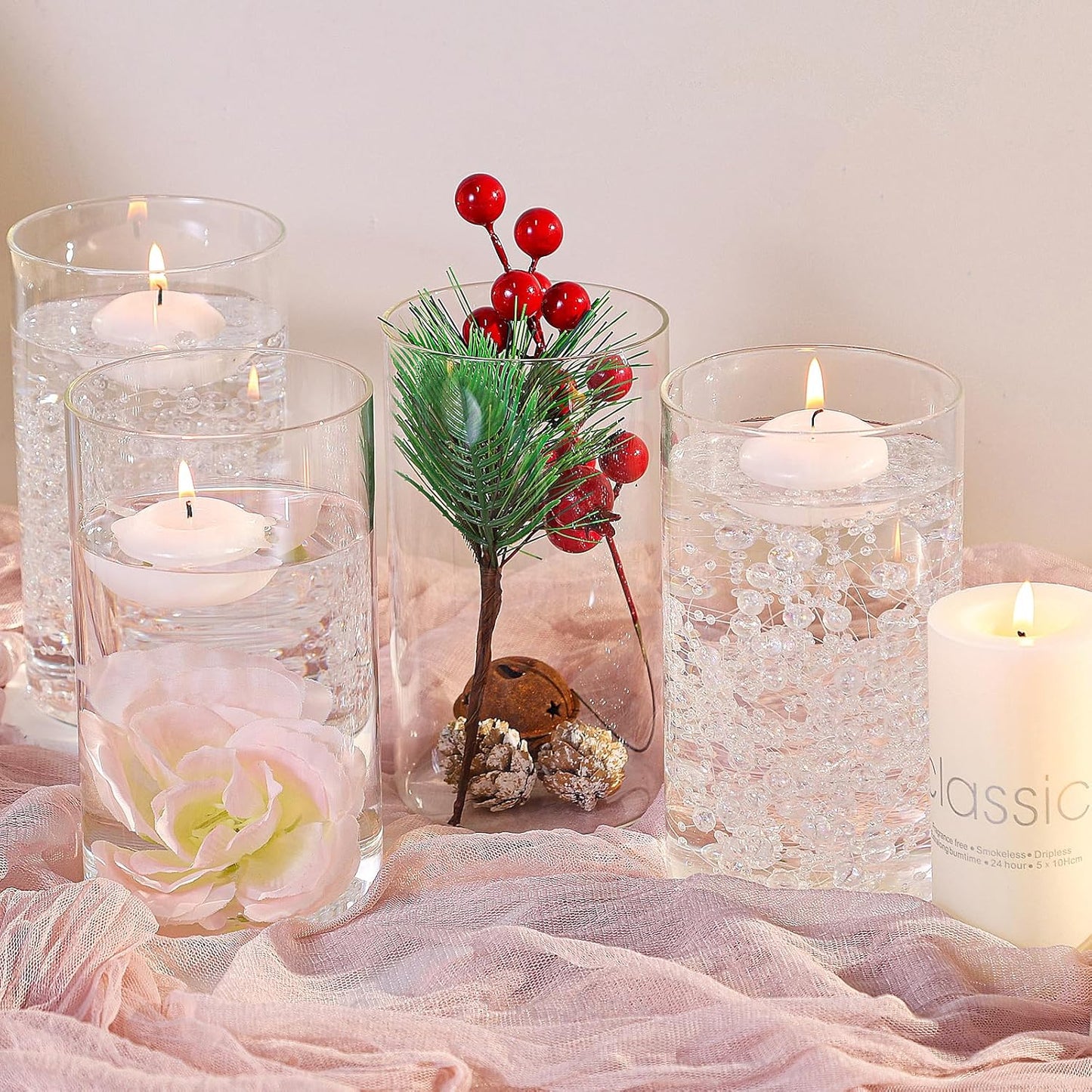 12pcs Glass Cylinder Vases for Centerpieces, 6 Inch Clear Flower Vases for Wedding Decorations and Indoor Home Decor, Hurricane Candle Holder for Table Shelf, Party