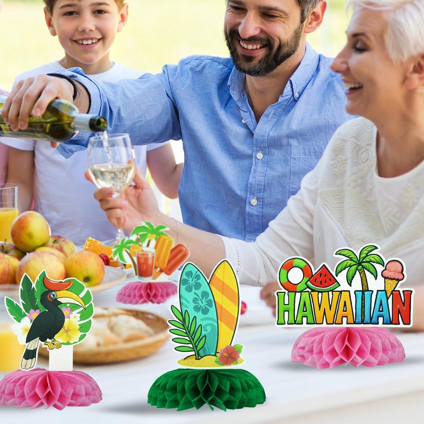 12Pcs Summer Honeycomb Hawaii Table Centerpieces Luau Aloha Table Toppers Tiki Honeycomb Centerpieces Tropical Flamingo Table Decorations for Beach Pool Luau Birthday Wedding Party