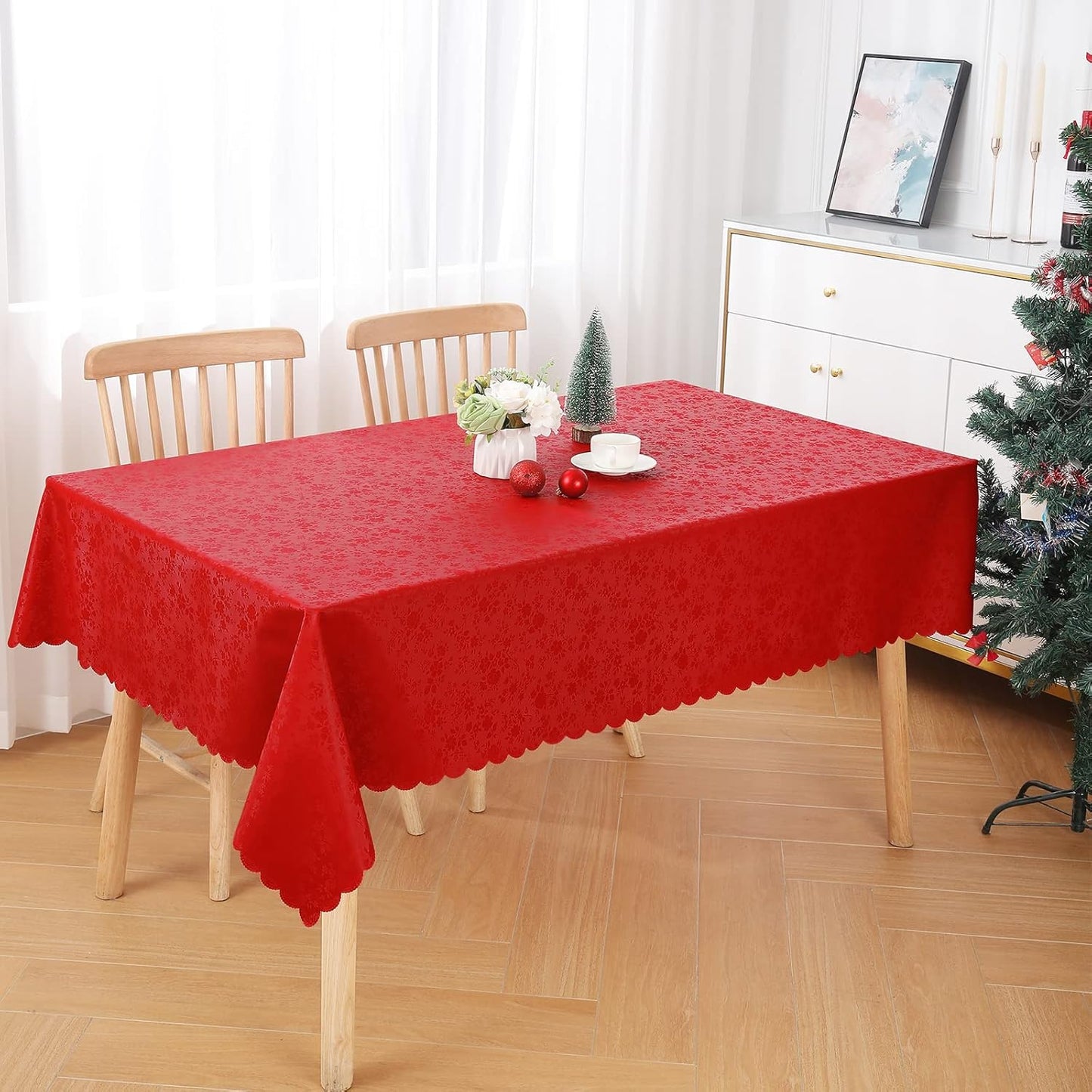 Smiry Rectangle Table Cloth, Waterproof Heavy Duty Vinyl Tablecloths, Wipeable Washable Table Cover for Kitchen and Dining Room (Red, 54" X 78")