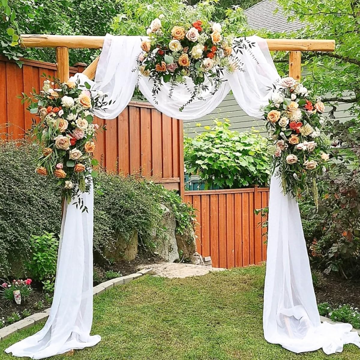 White Wedding Arch Draping Fabric 29" x 20 FT White Drapes for Backdrop Sheer Curtains Wedding Drapes for Romantic Bridal Baby Shower Decorations Ceremony Birthday Party Fall Outdoor Events