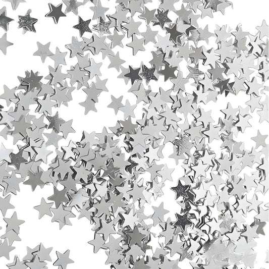 Silver Star Confetti - 60g (2.11OZ) Metallic Shine Stars Table Confetti for Weddings, Parties, New Year – Biodegradable Glitter Stars for Tables, Crafts, Photo Props, Holiday Decorations