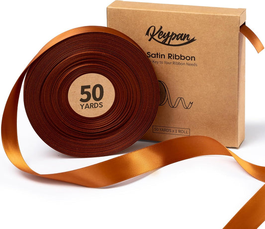 Copper Satin Ribbon 7/8 Inch x 50 Yards Double-Faced Polyester Ribbons for Bows Crafts Gift Wrapping Christmas Flower Bouquet Fall Wedding