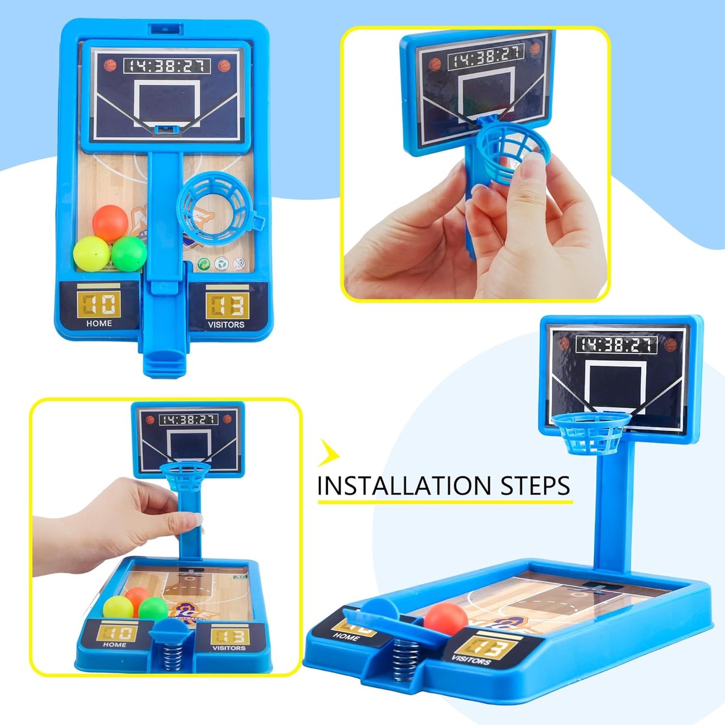 8 Pack Tabletop Basketball Game Mini Basketball Game Desktop Basketball Toys for Kids Toys Girls Party Favors Classroom Prizes, 2 Colors