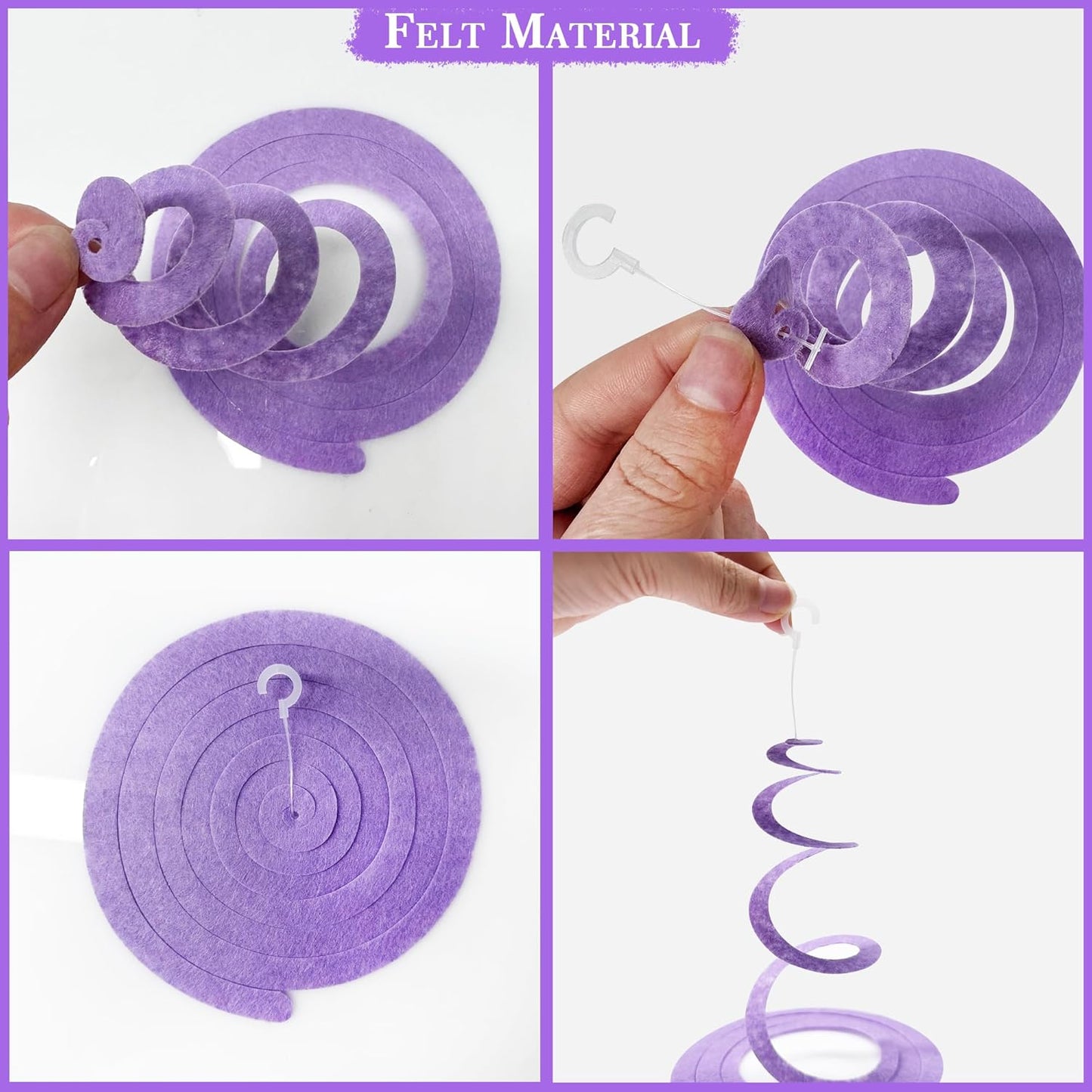 36 Pcs Mermaid Hanging Swirl Decorations Teal Purple Felt Swirl Streamer Spiral Ceiling Decorations Garland for Little Mermaid Under The Sea Birthday Wedding Bridal Shower Baby Shower Party Supplies